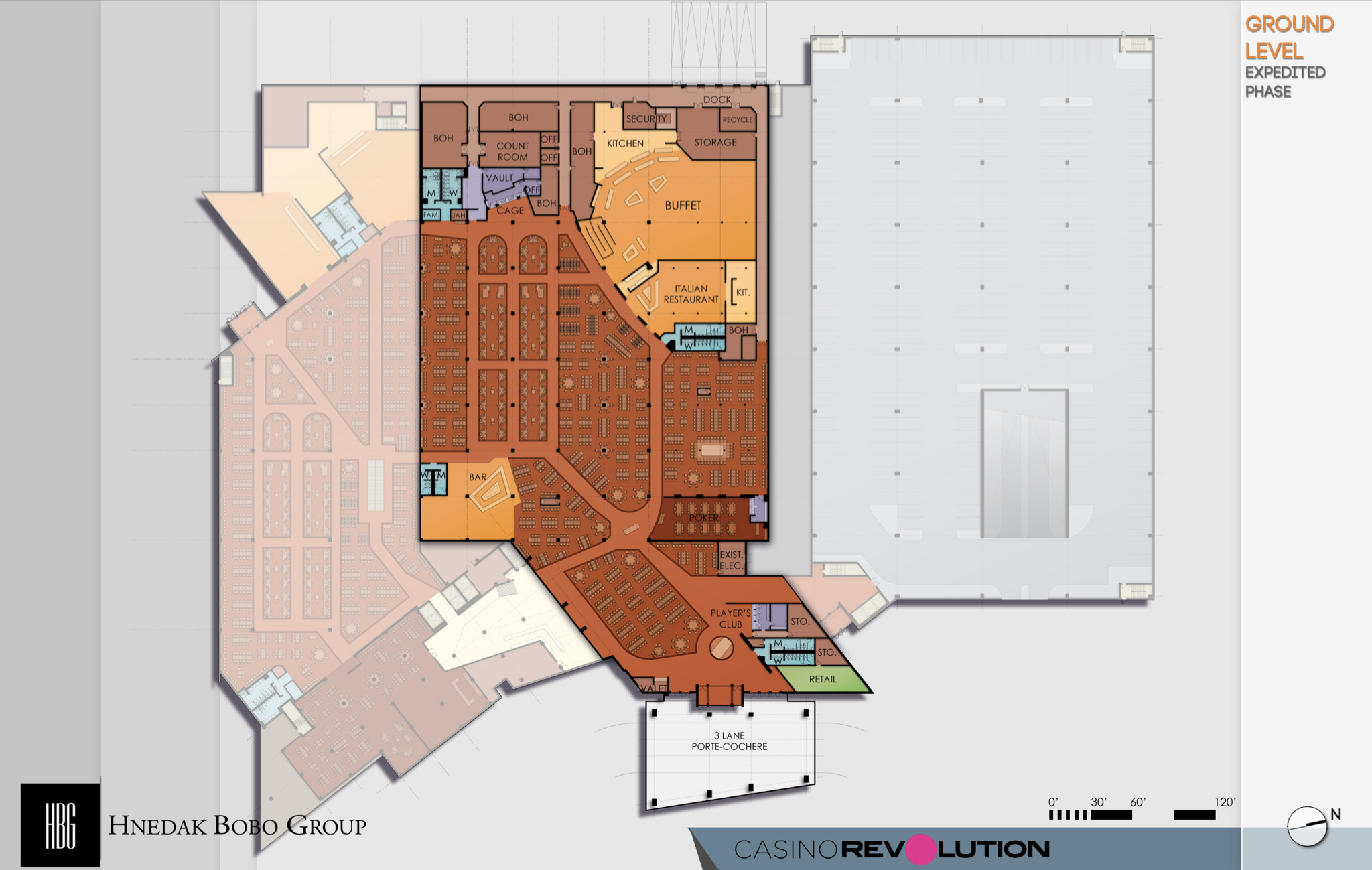 The dark rectangle is the early open part of the proposed Casino Revolution