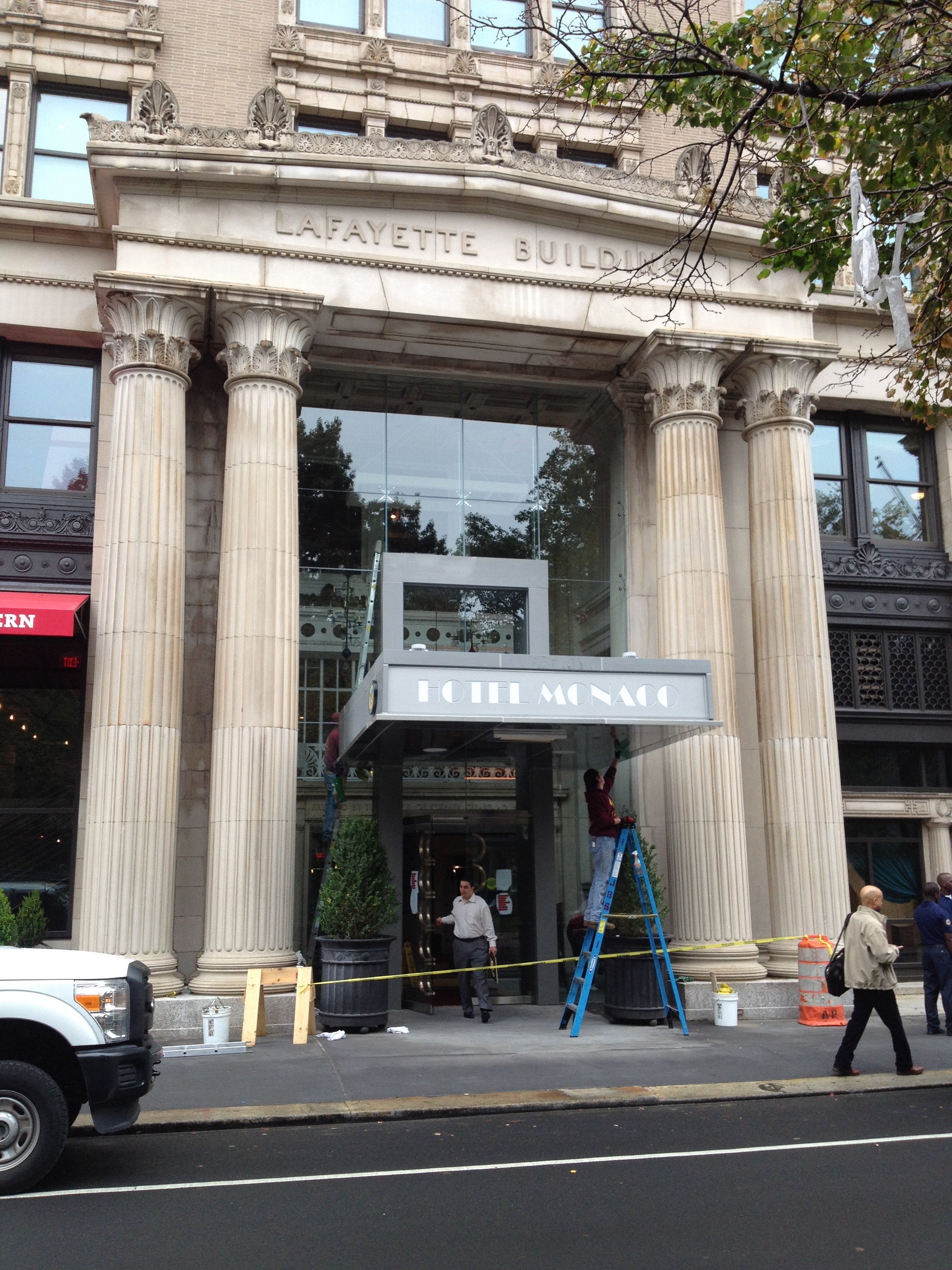 The entrance to the Hotel Monaco.