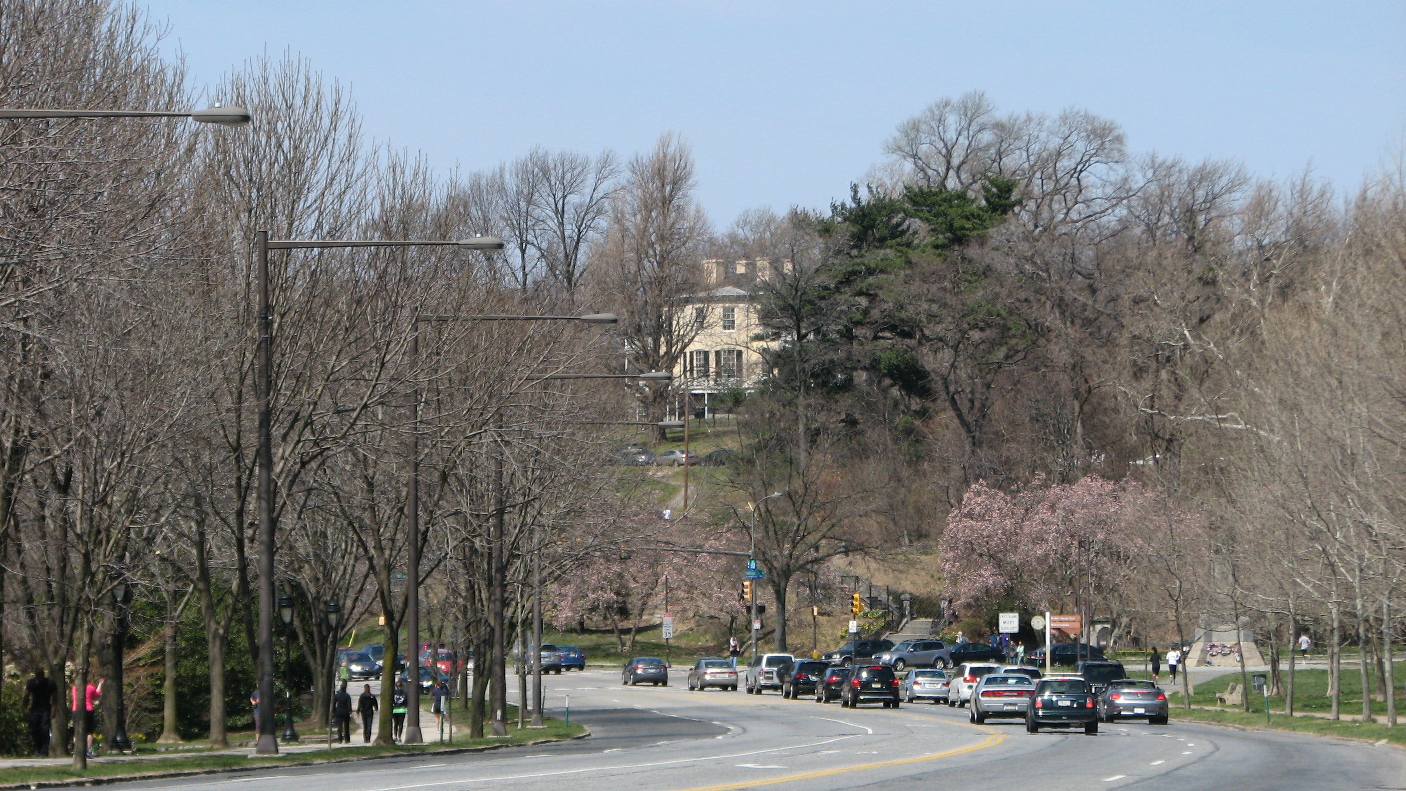 The Federal-style house can be seen from the top of Kelly Drive.
