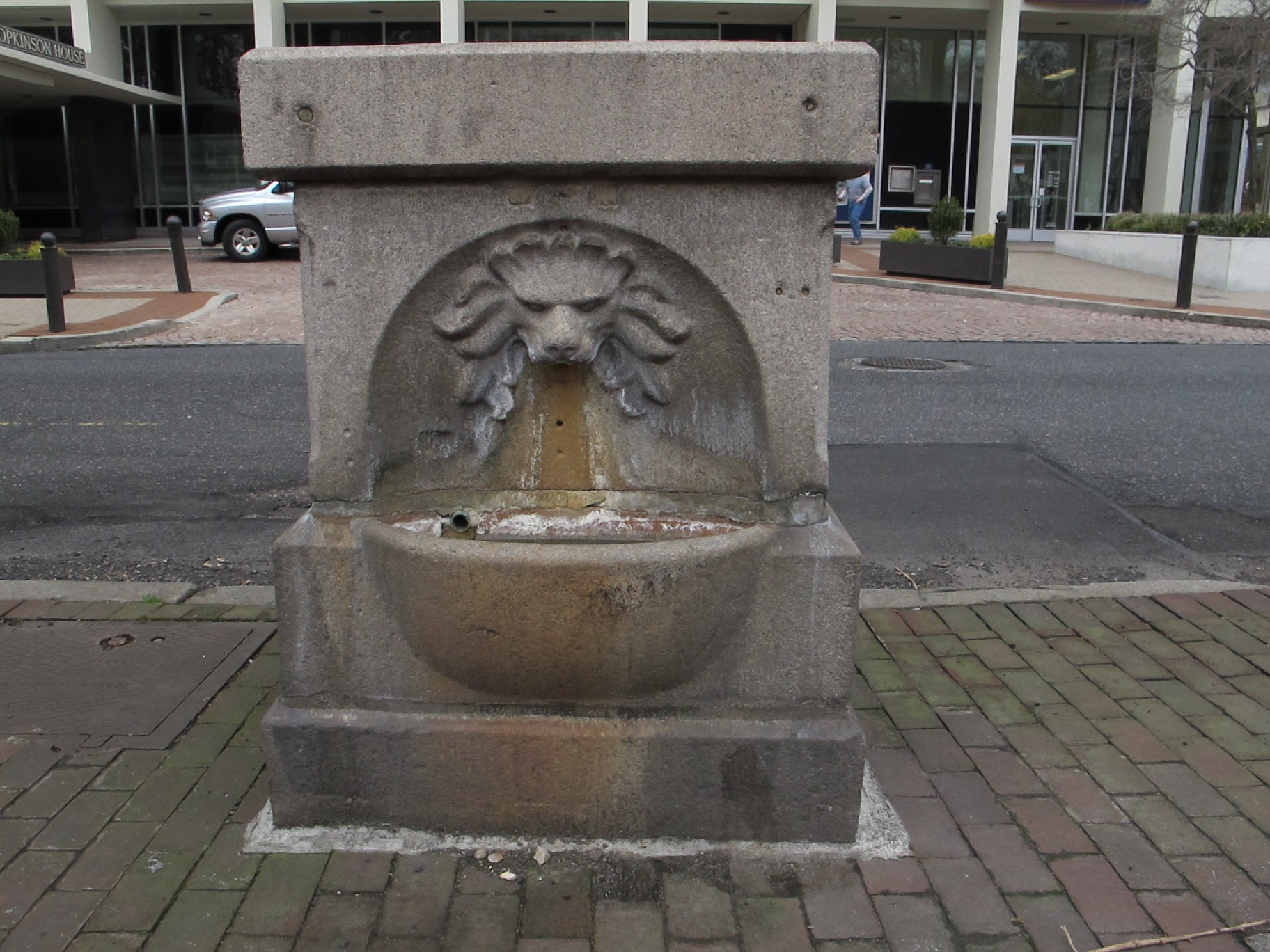This side of the fountain at Washington Square was meant for people to drink from. 