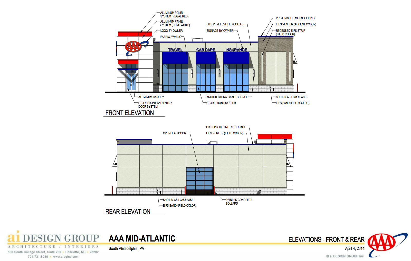 AAA elevations front and rear