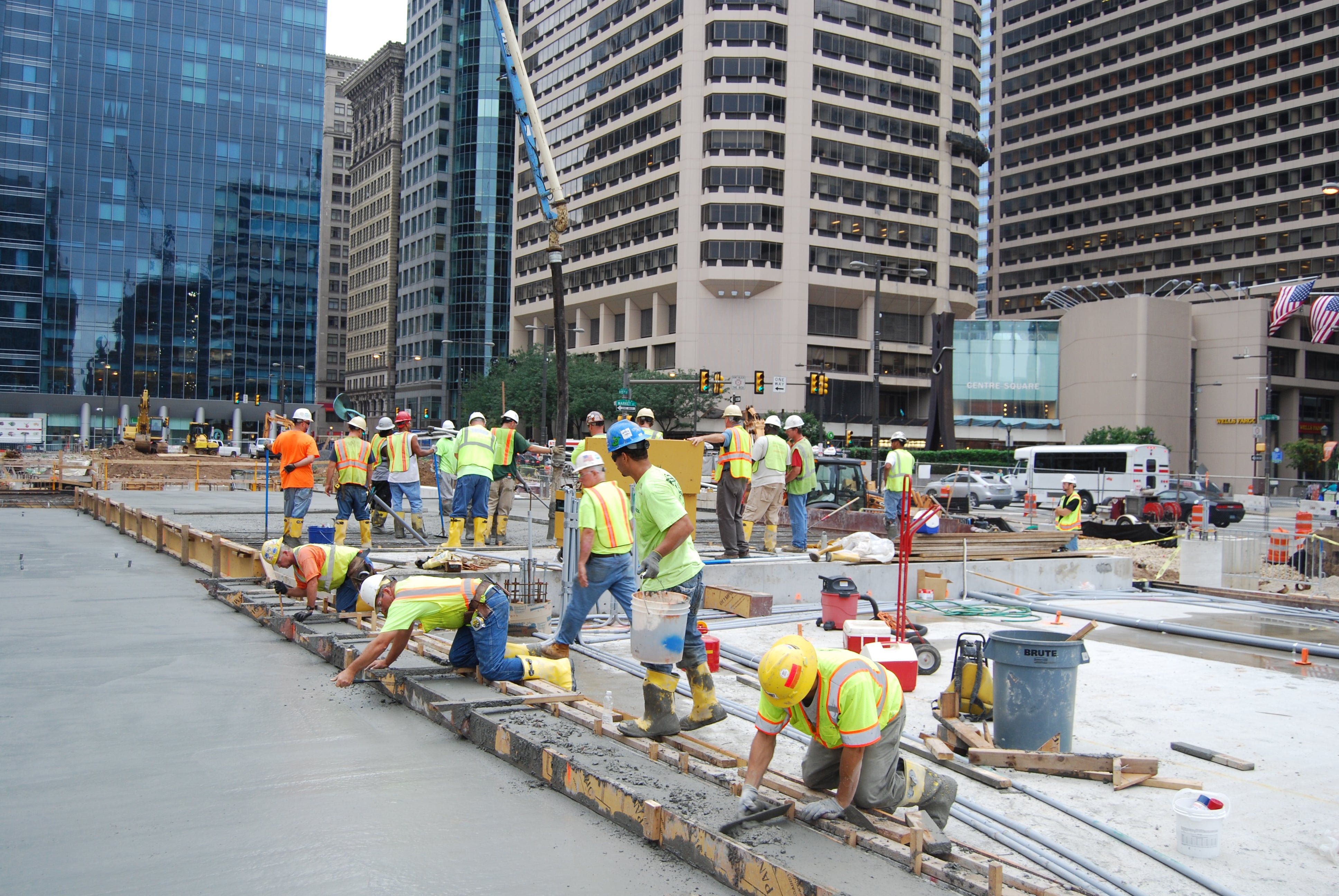 About 60 percent of the concrete slab has been poured. Photo courtesy of Center City District