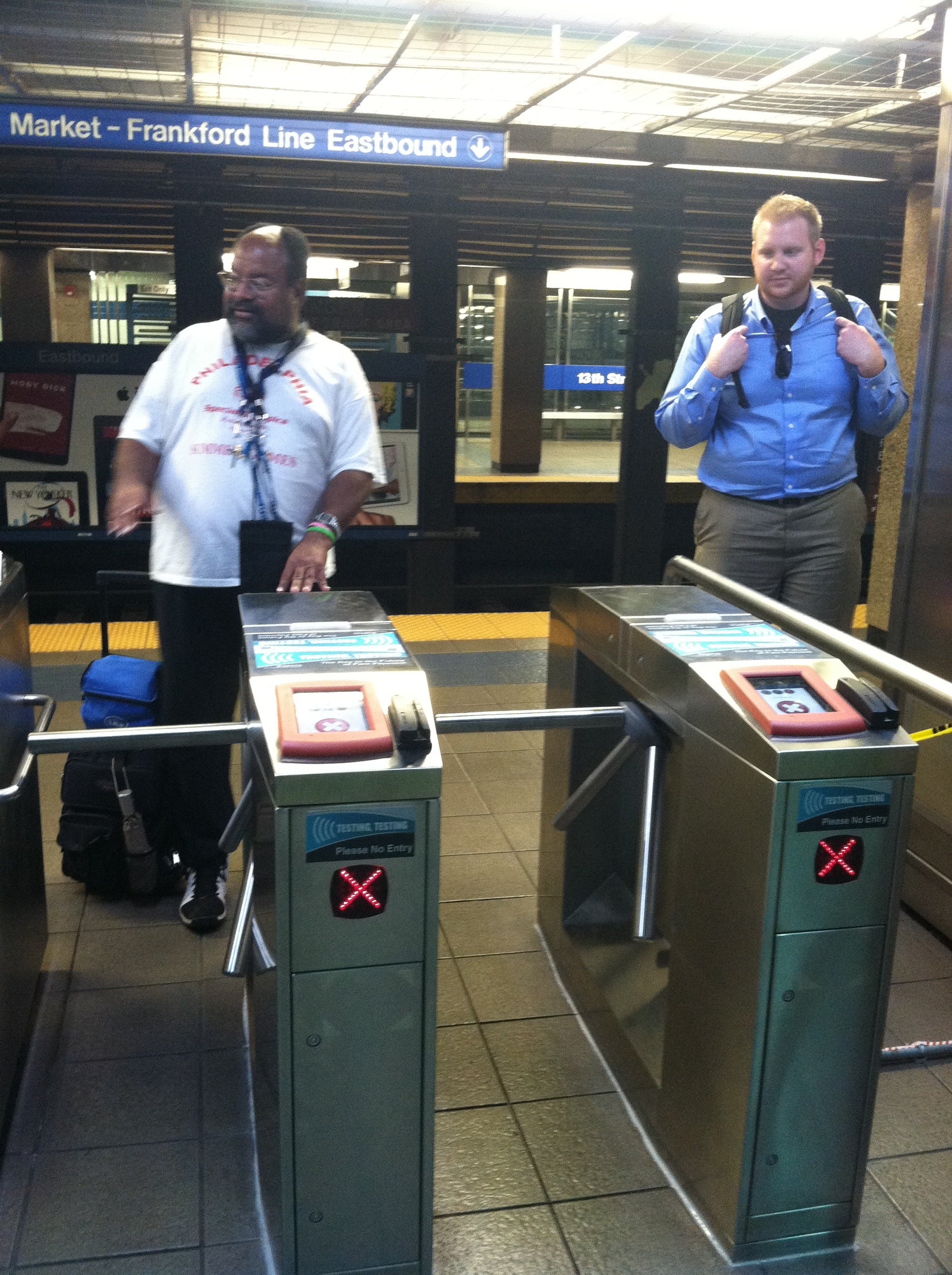 Advanced test pilot turnstiles at 13th Street Station