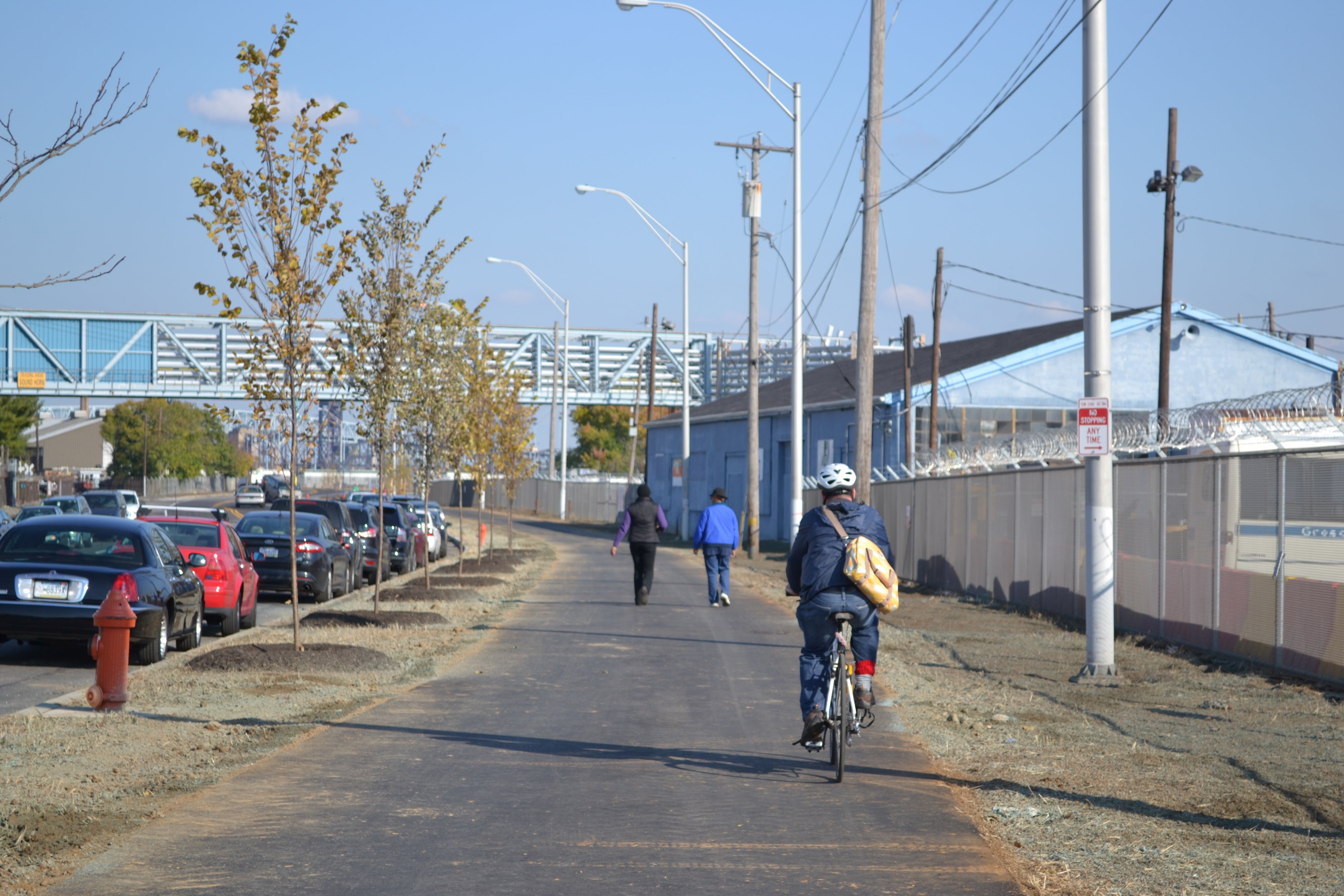 Bicycle Coalition of Greater Philadelphia's John Boyle, right, tested out the new trail