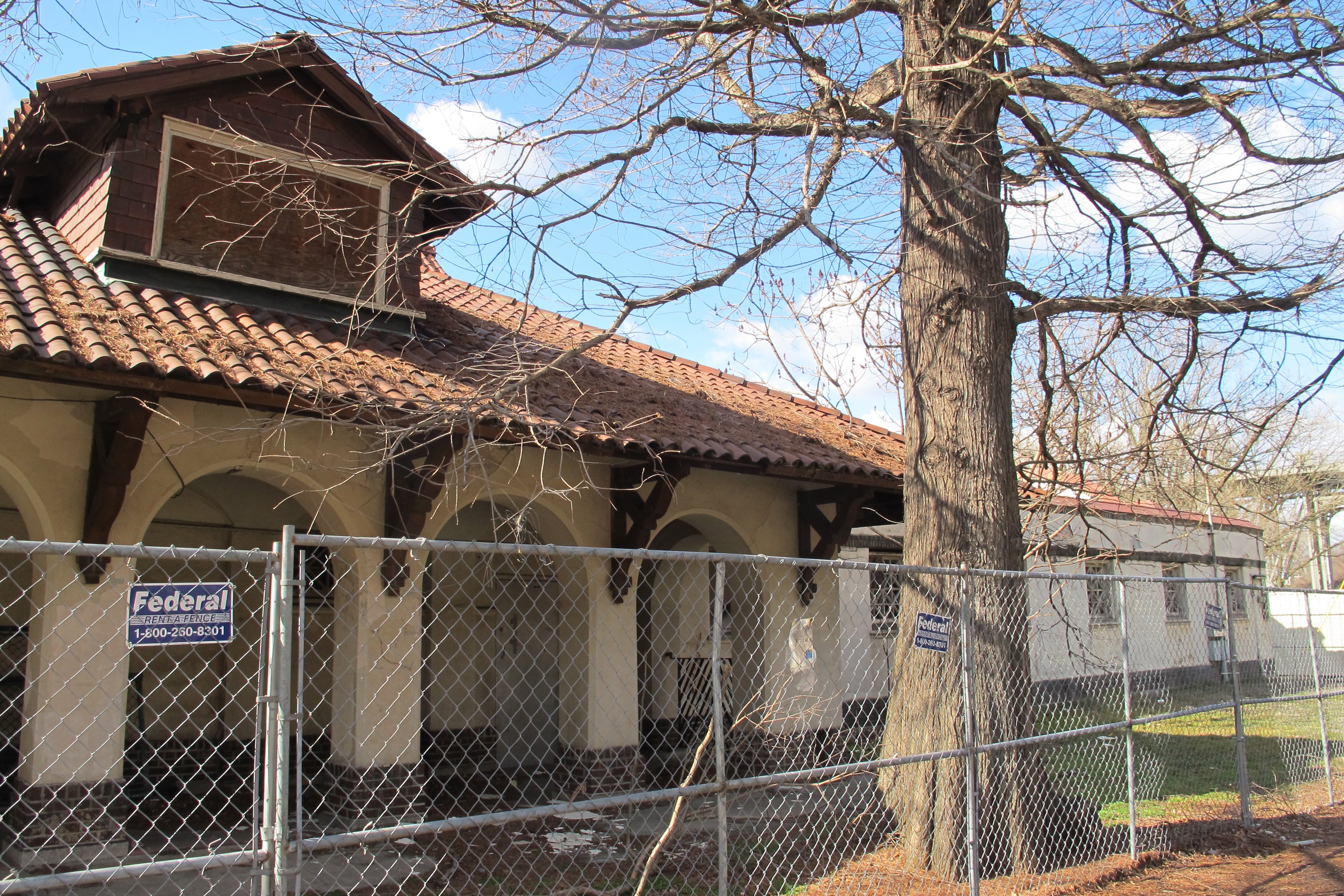 Fenced off East Park Canoe House