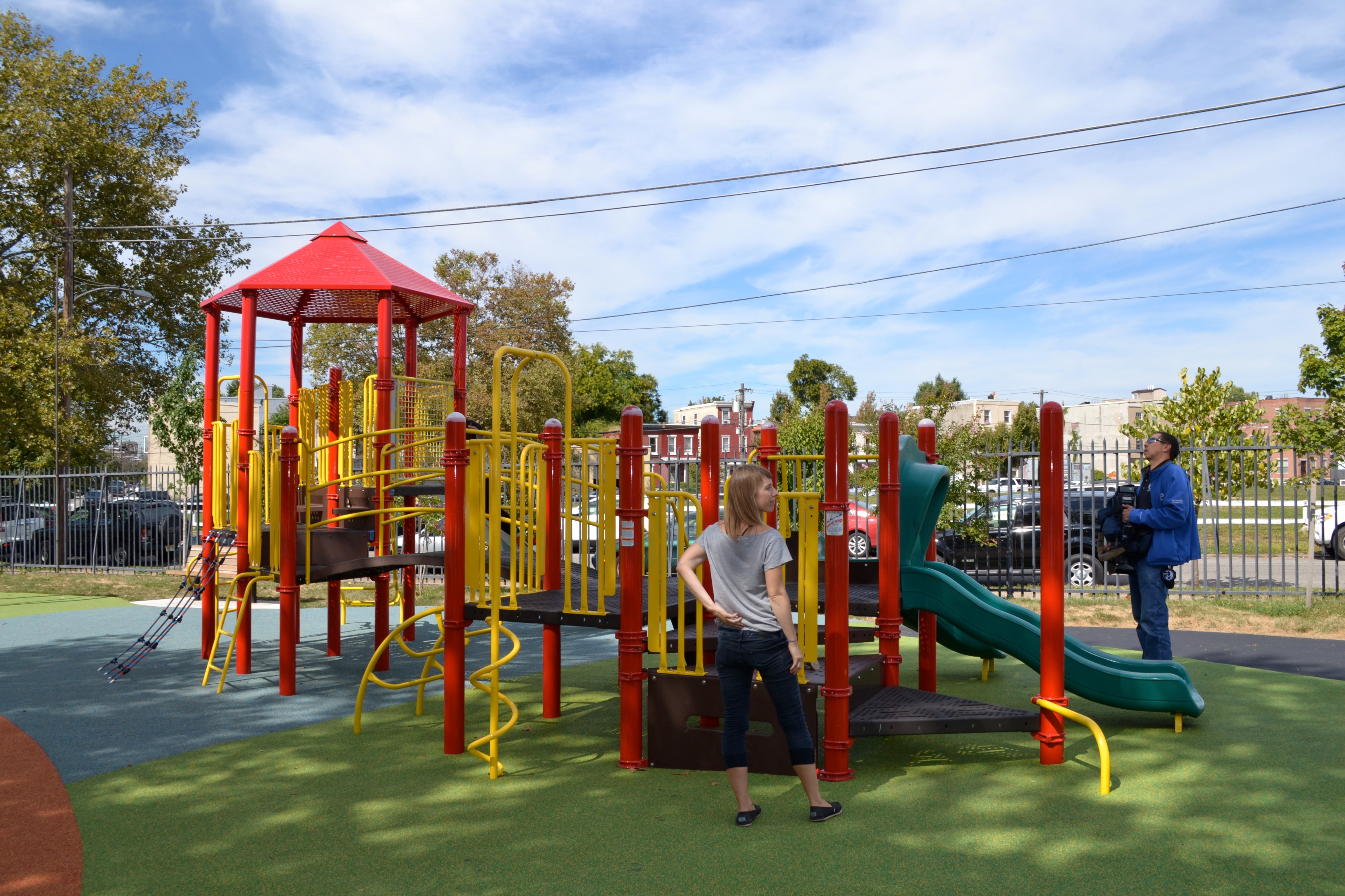 Francisville Playground's new, bright play equipment