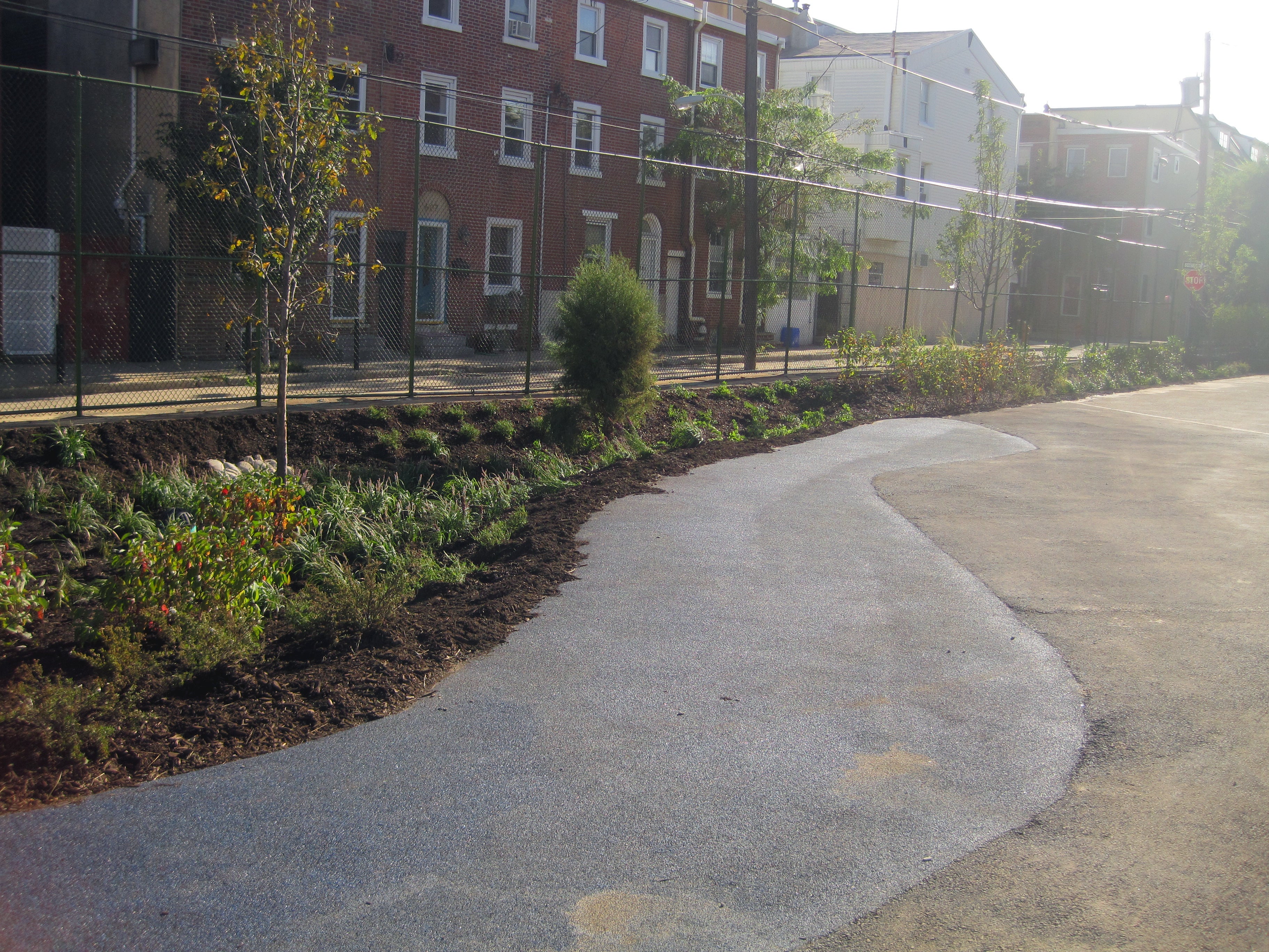 Green stormwater management at Nebinger School, Photo courtesy of Philadelphia Water Department