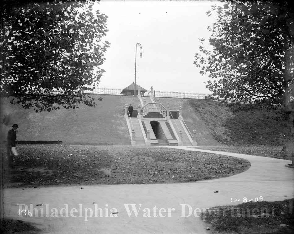 Historic photo of the East Reservoir steps
