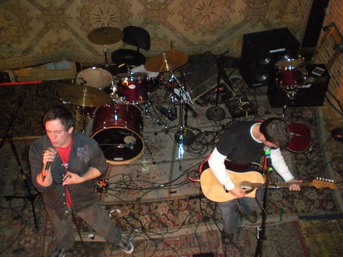 Tim Laigaie, of Holme Circle, performs with friend Nick Passio at the North Star Bar in Fairmount on Jan. 13, 2009. Photo by Christopher Wink.