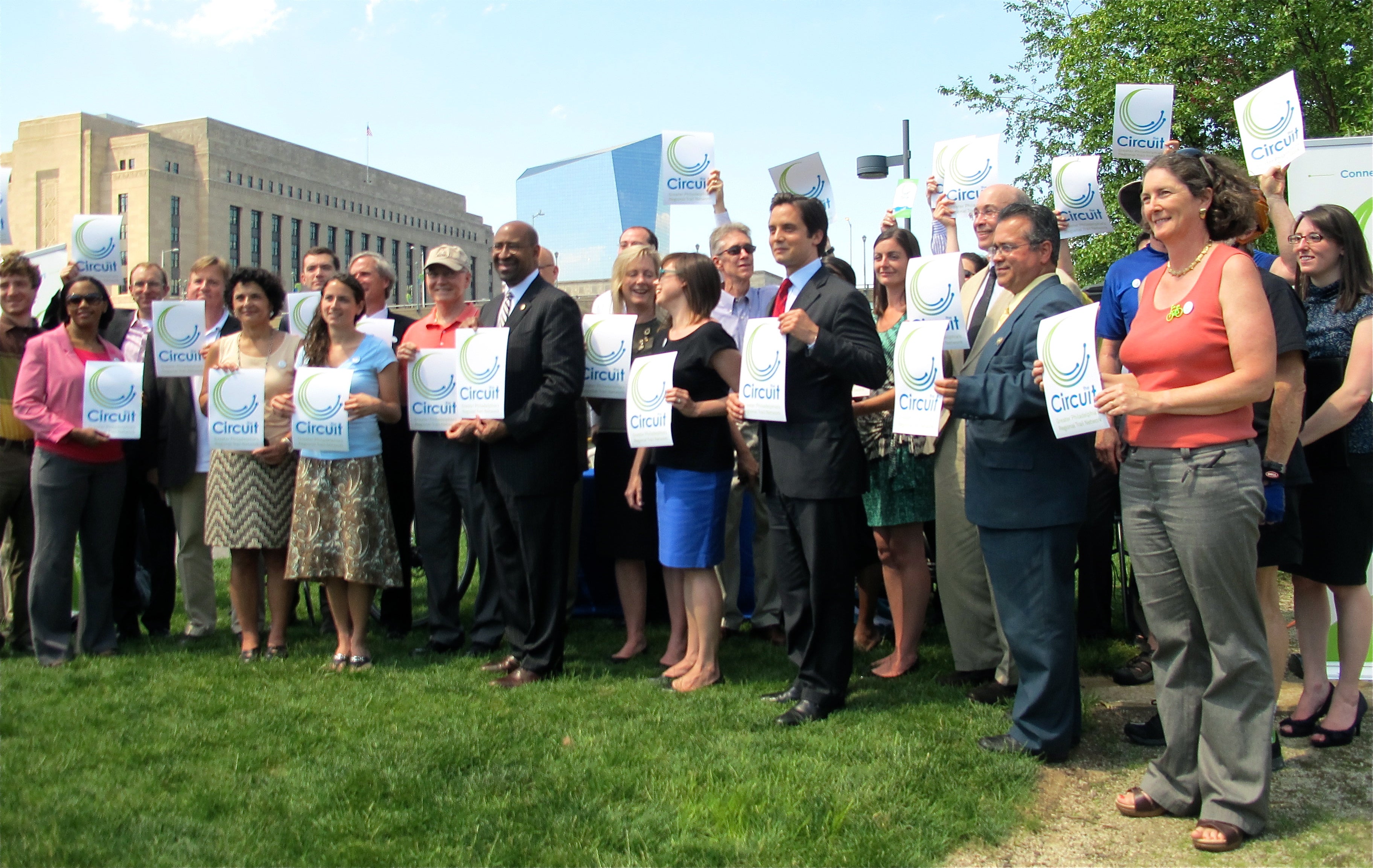 (A big-tent coalition gathered at the Schuylkill Banks Thursday to announce The Circuit.)