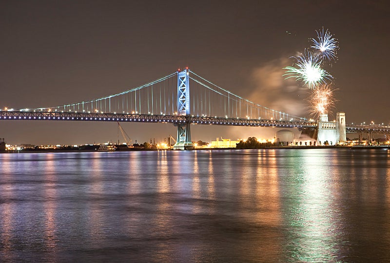 Fireworks seen from Penn's Landing