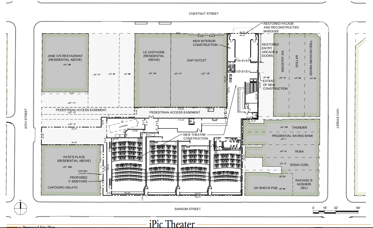 The interior of the property at 1910 Chestnut would be altered from a single-screen theater to an eight-auditorium complex.