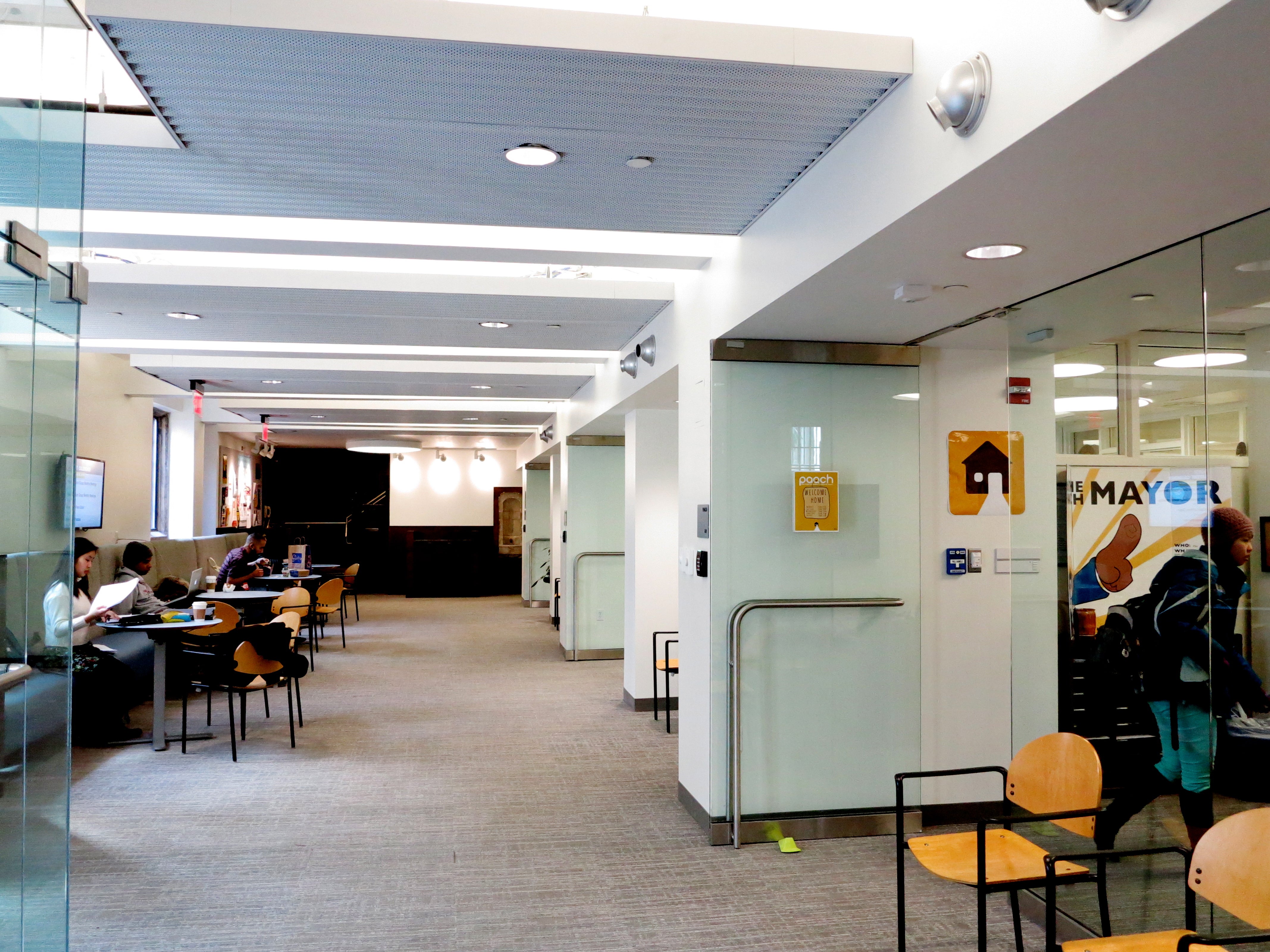 Lounge outside the cultural centers in the ARCH's new basement level