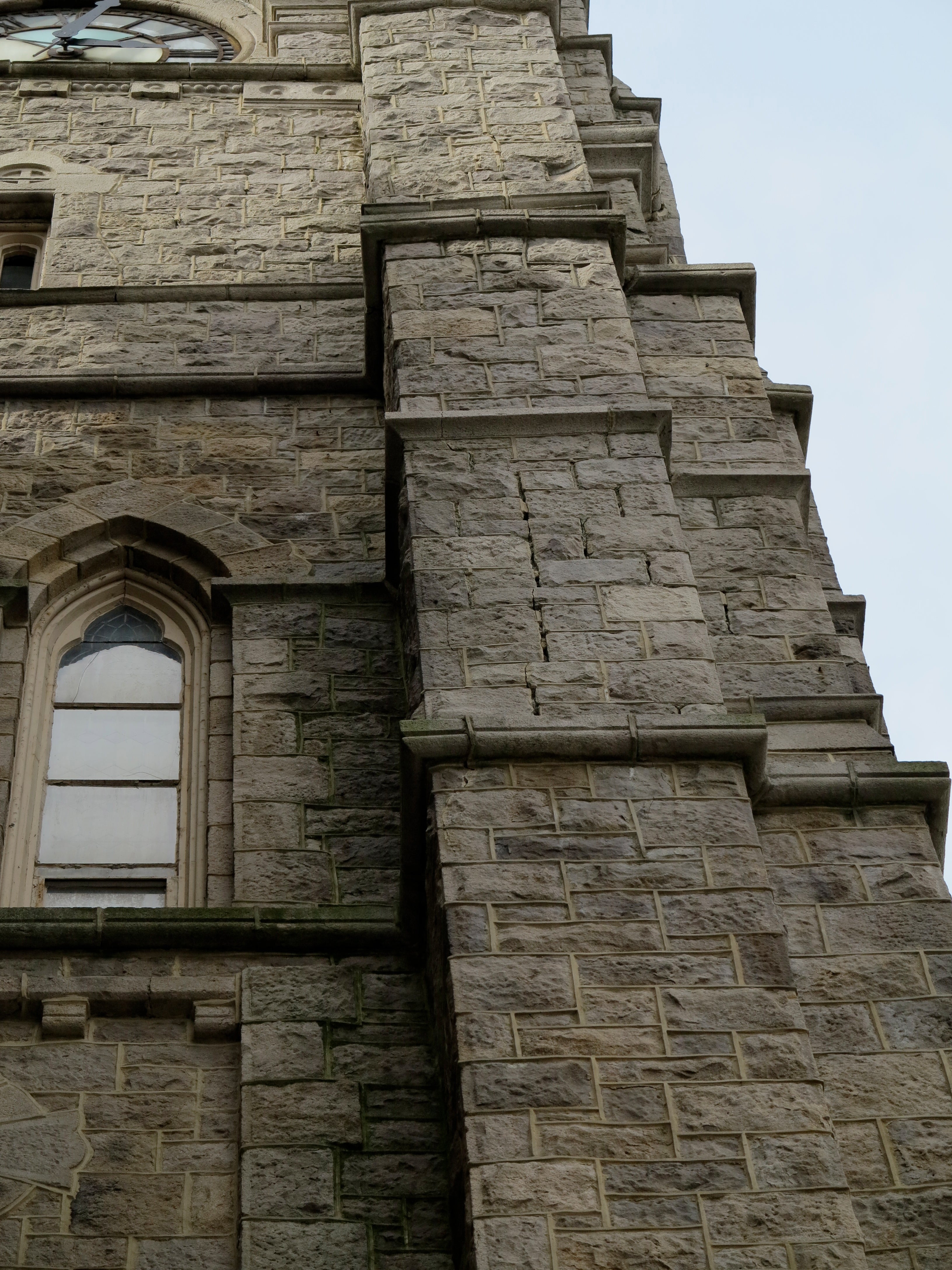 Note the vertical cracking in the buttress at St. John the Baptist