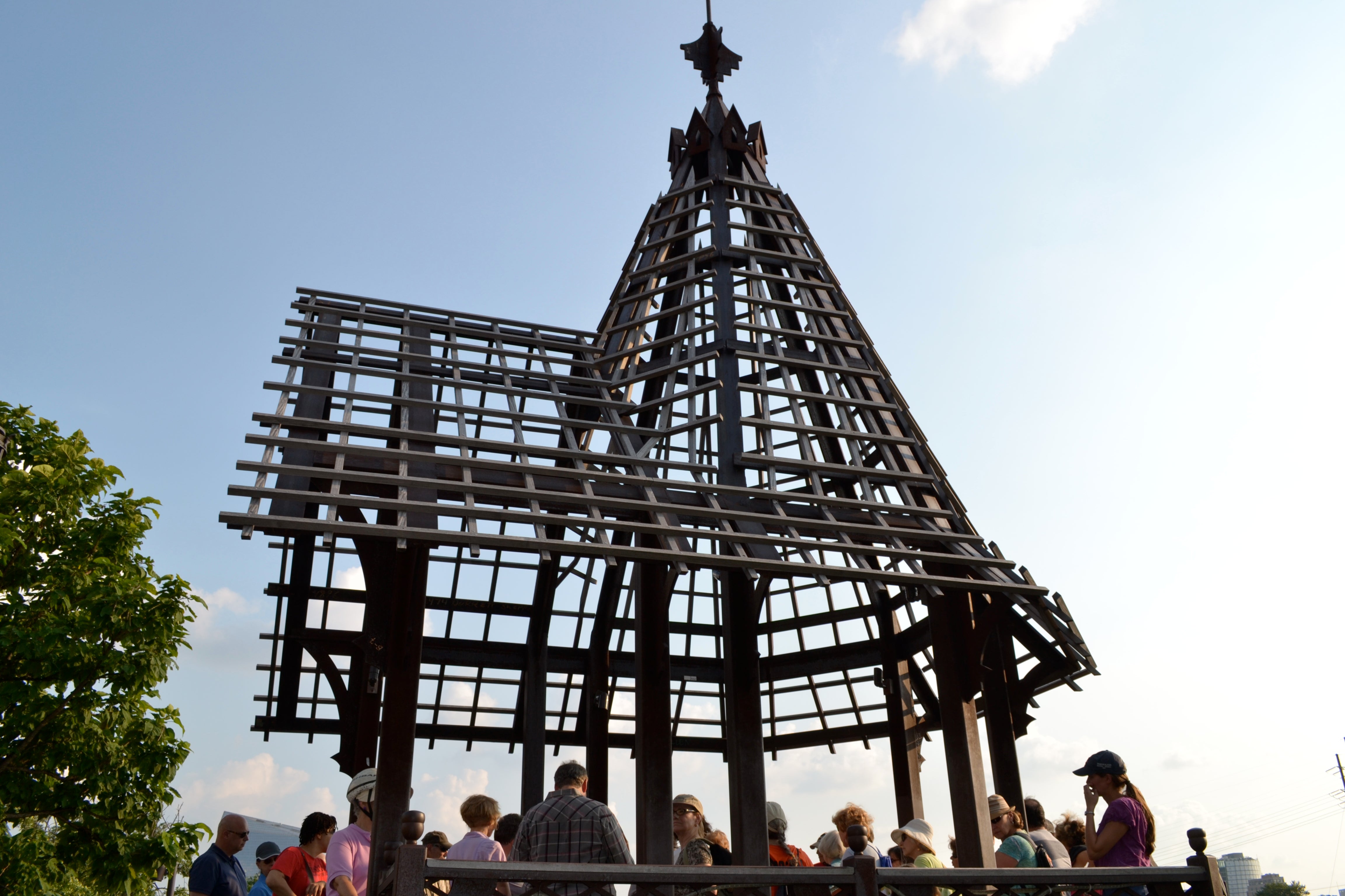 Originally made of wood and built in the 1870s, this gazebo was recreated using weathering steel