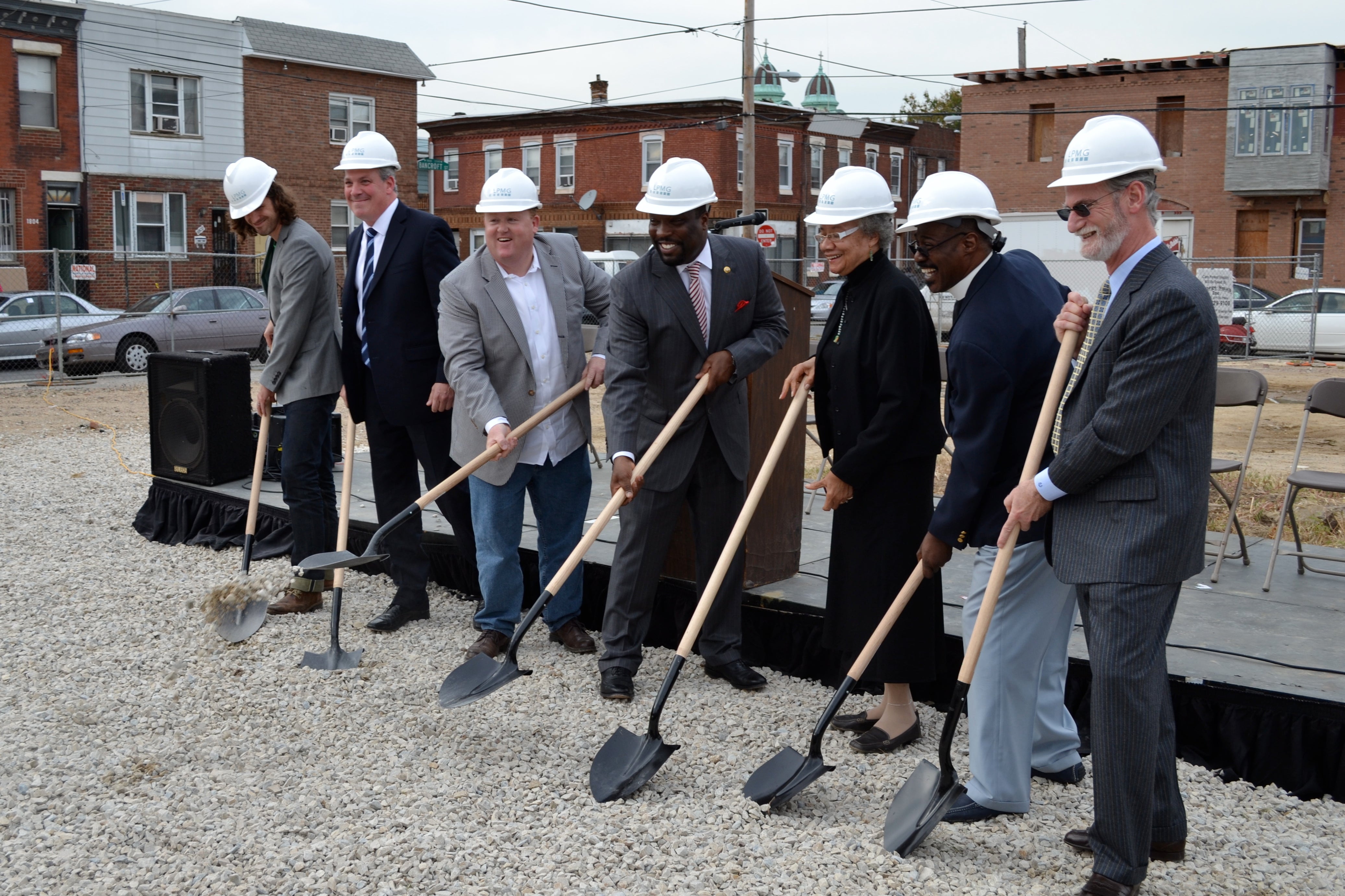 Project leaders posed for the ceremonial groundbreaking