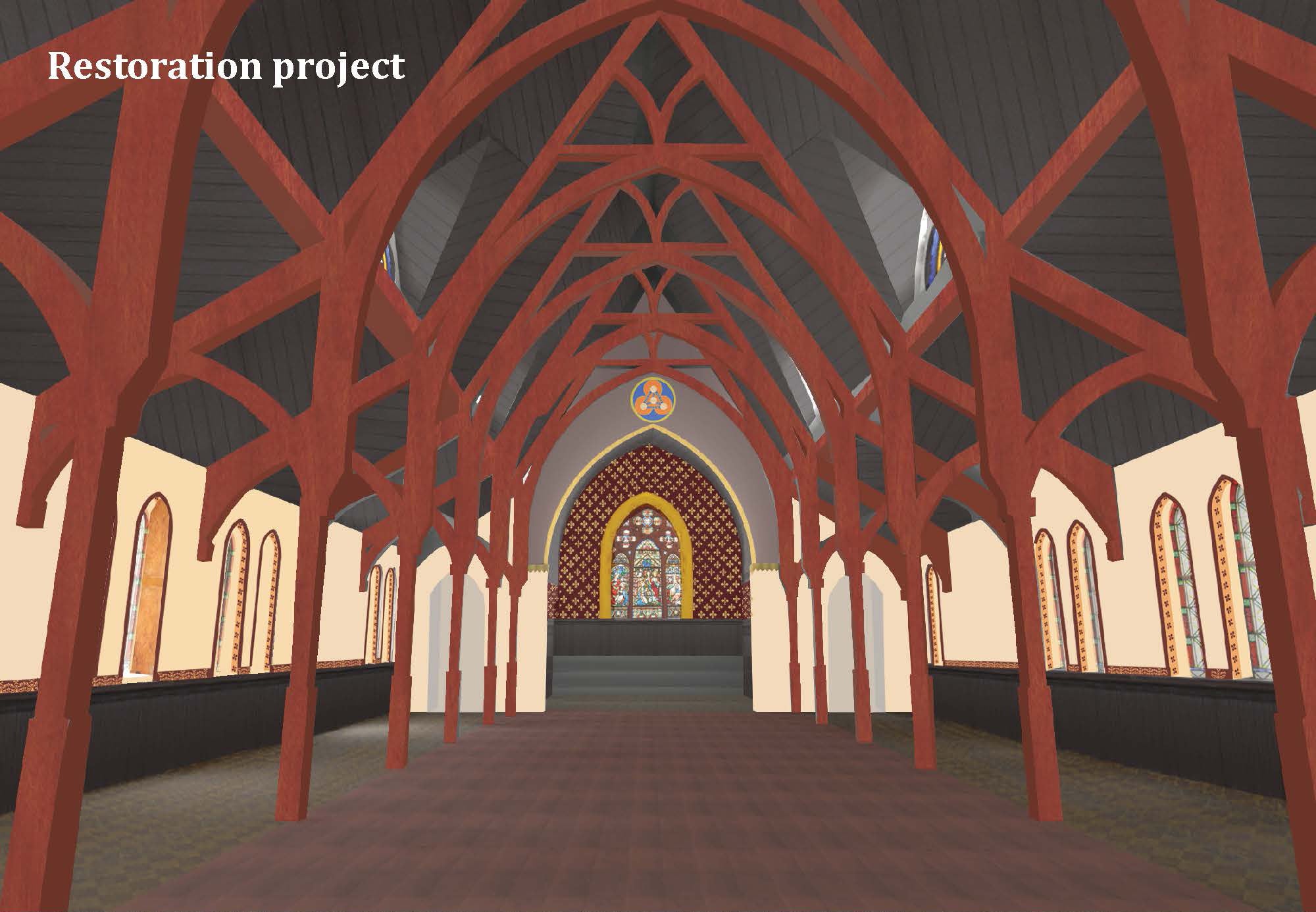 Rendering of restored interior, 19th Street Baptist Church | PennDesign, Graduate Program in Historic Preservation