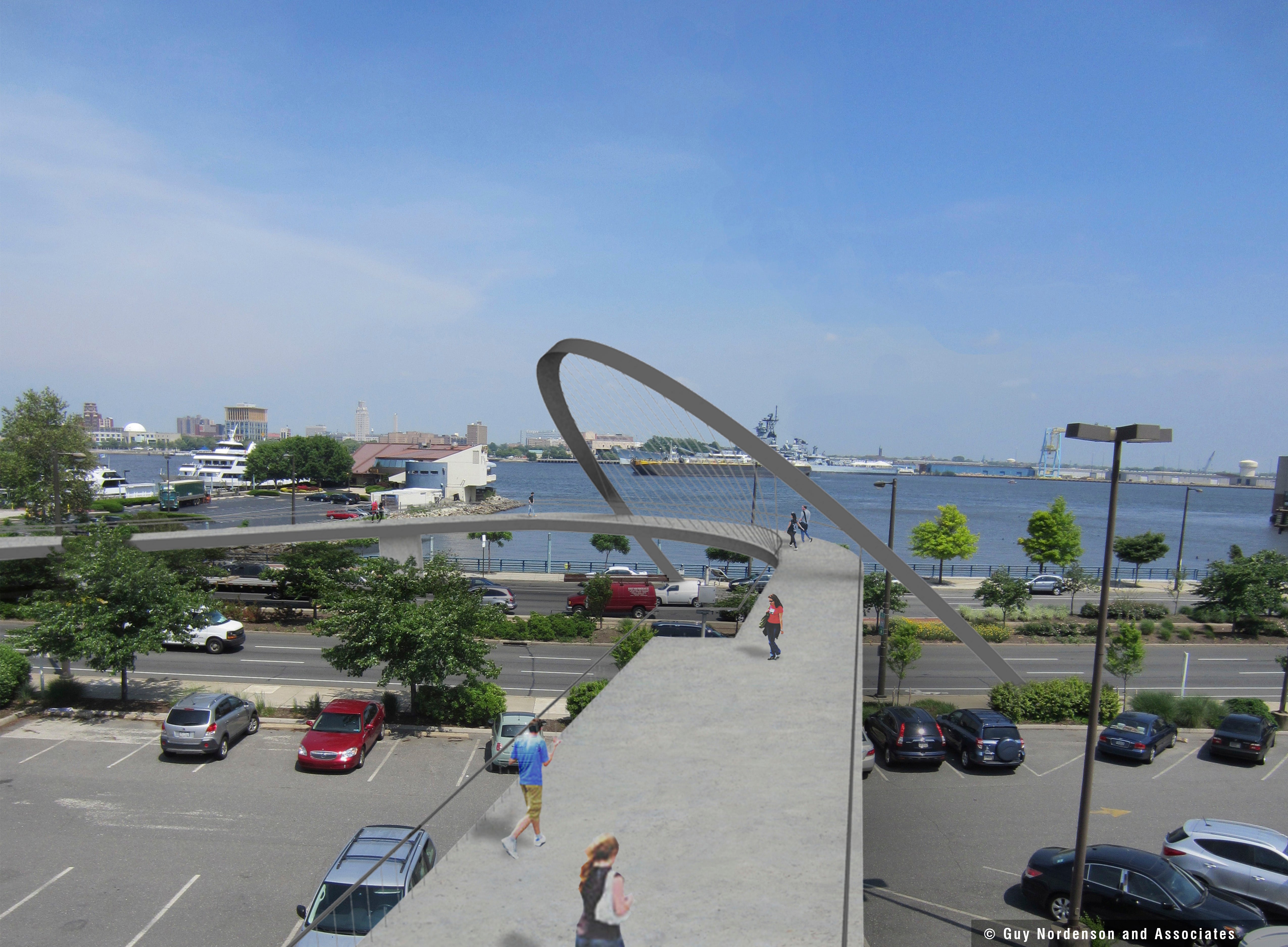 Rendering of South Street Pedestrian Bridge, © Guy Nordenson and Associates