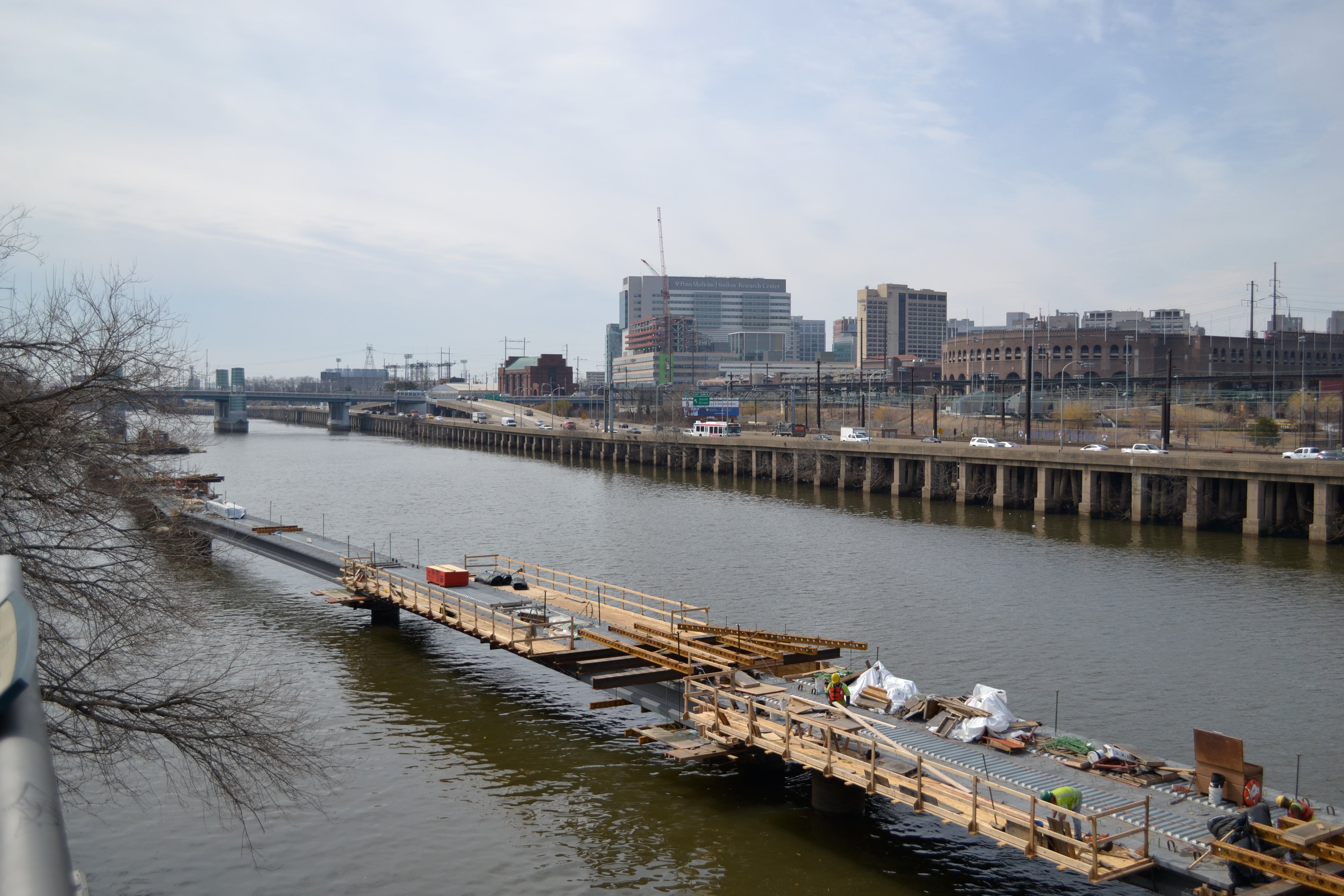 Schuylkill River Boardwalk under construction