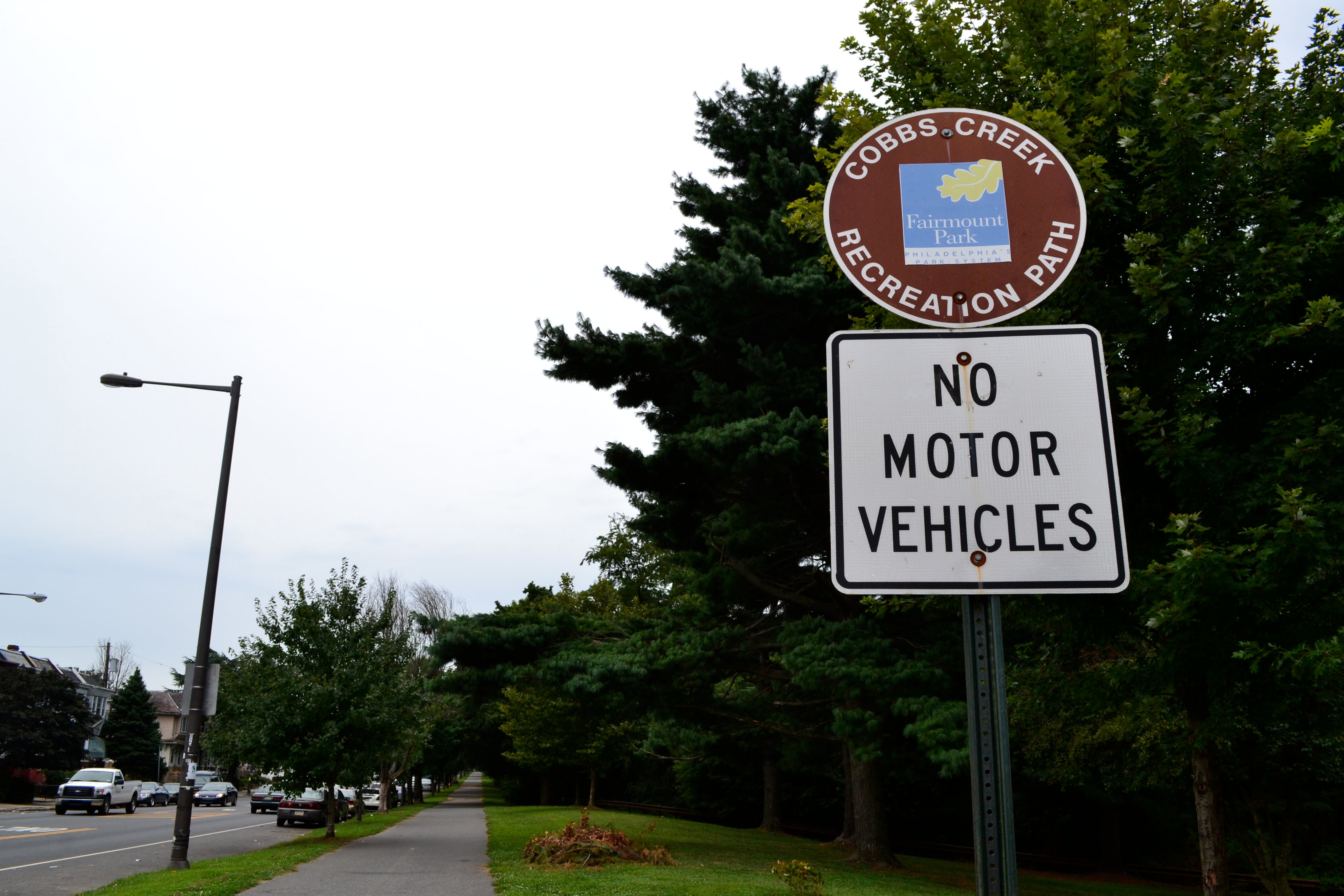 Signage directs bikers and pedestrians along the trail