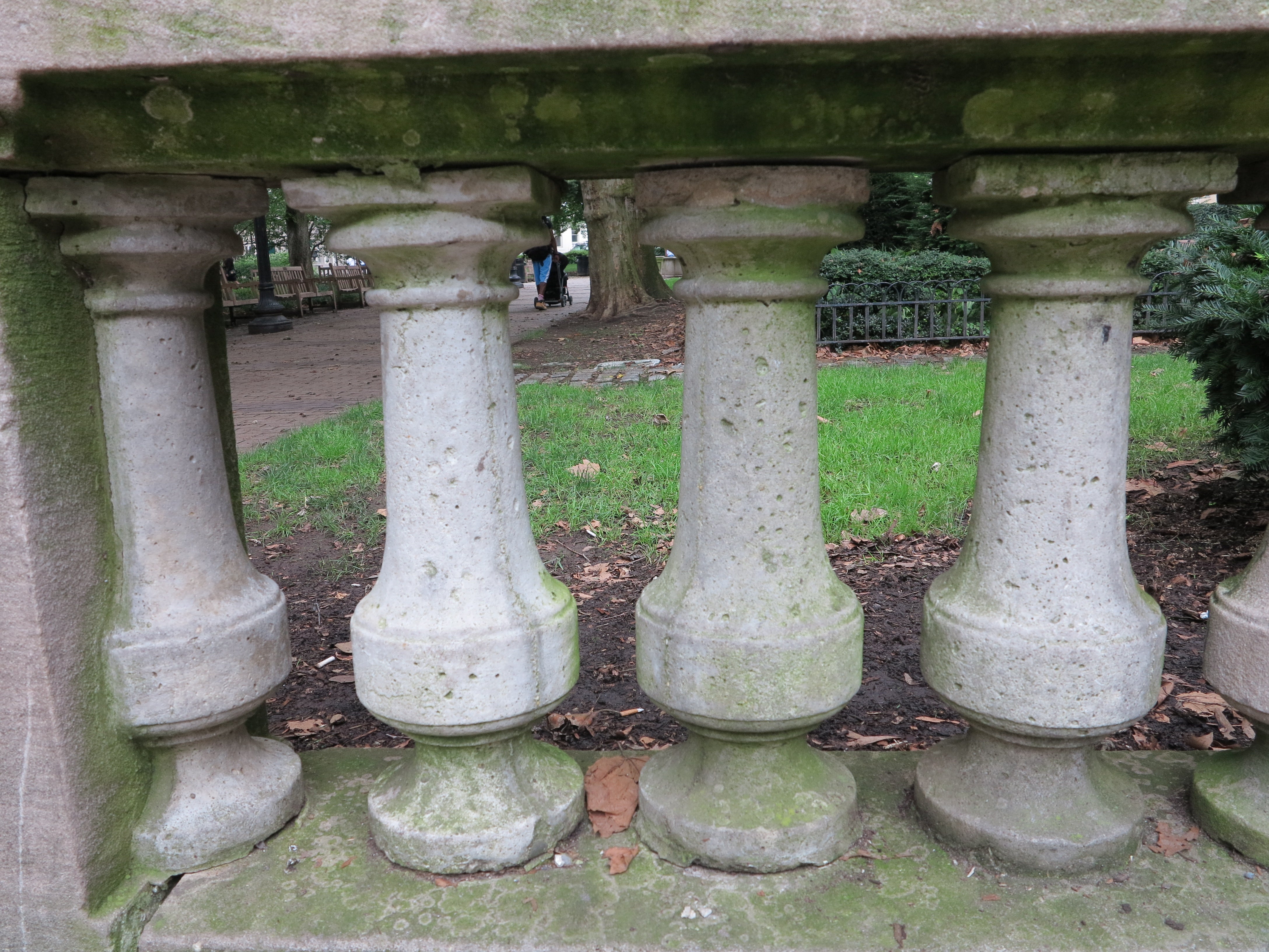 Some limestone balusters were replaced in cast stone.