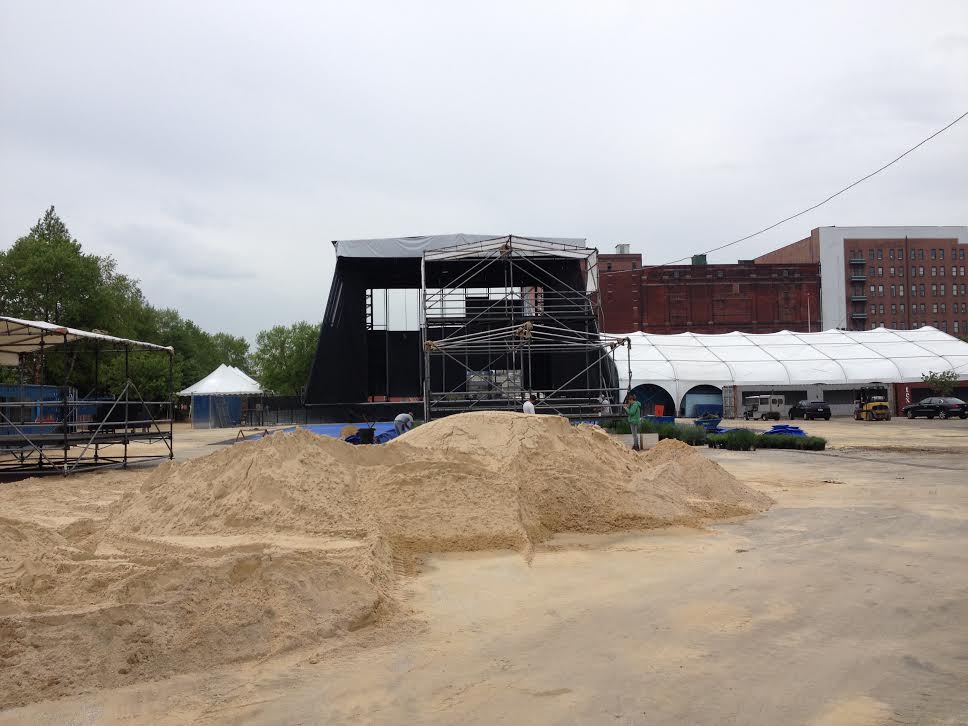 Some of the 475 tons of sand used in the Live Nation redo of Festival Pier. Photo courtesy Groundswell
