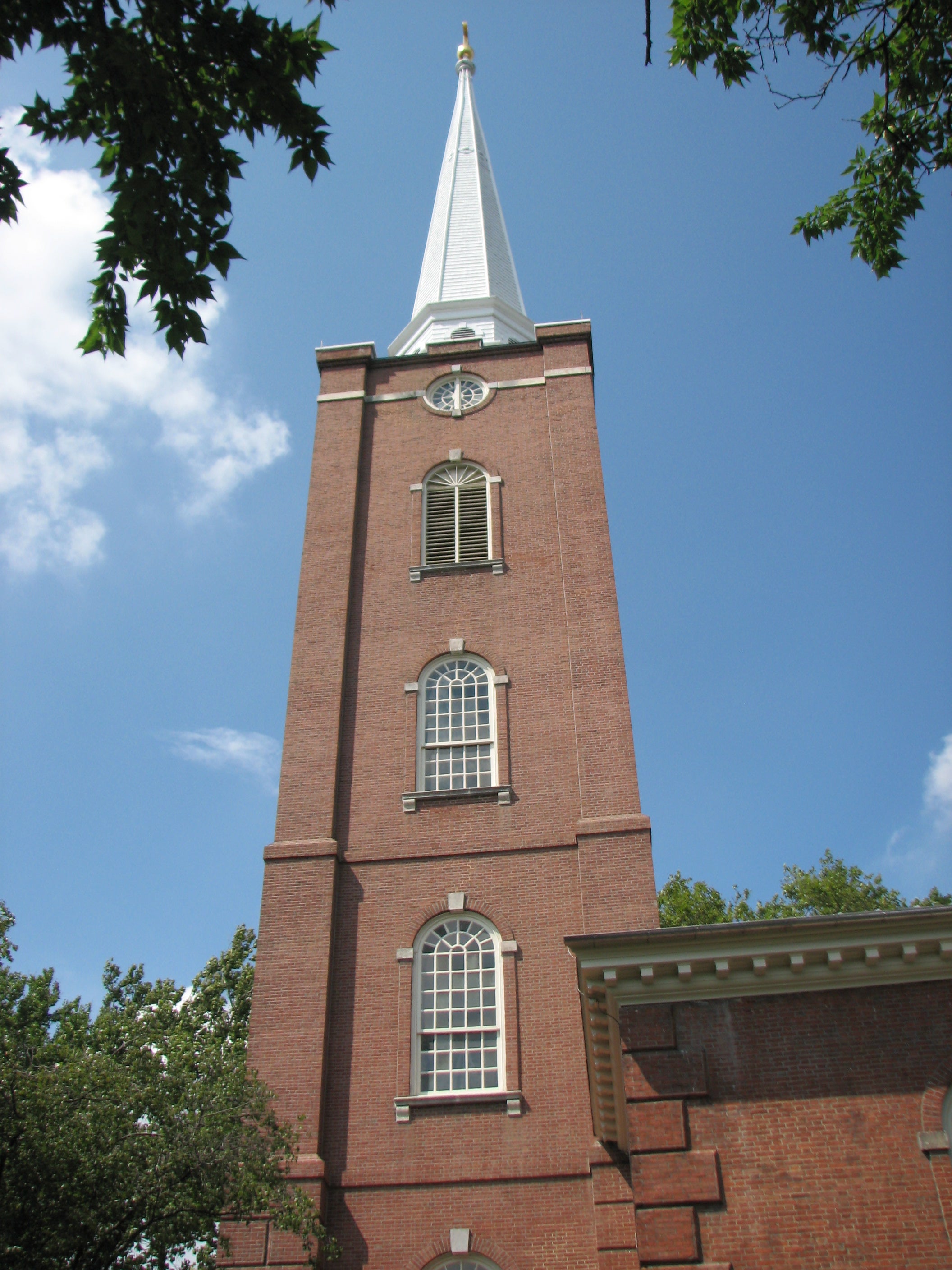 The church steeple was added by architect William Strickland in 1842.