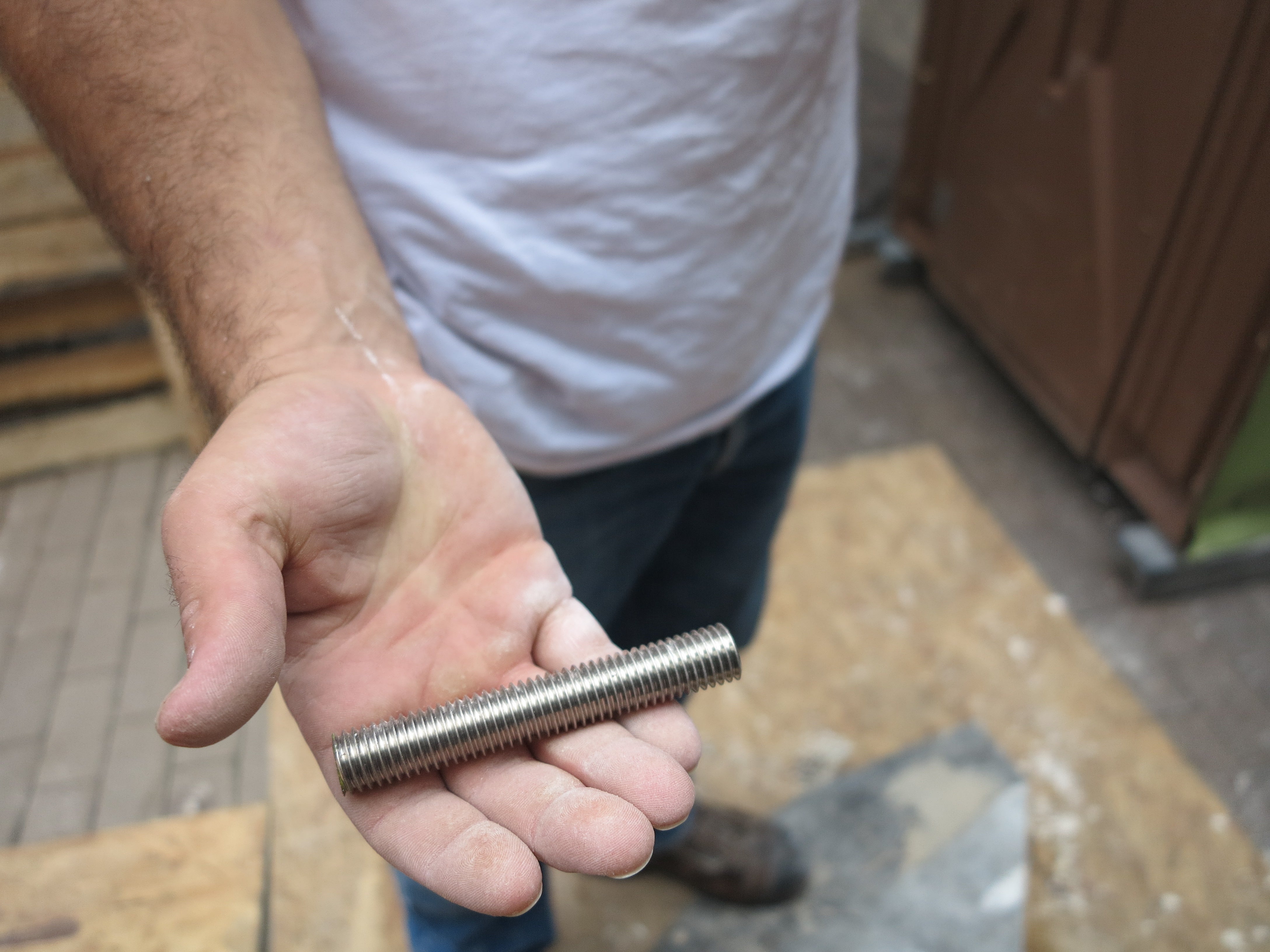 Stainless steel pins anchor the balustrade in place.