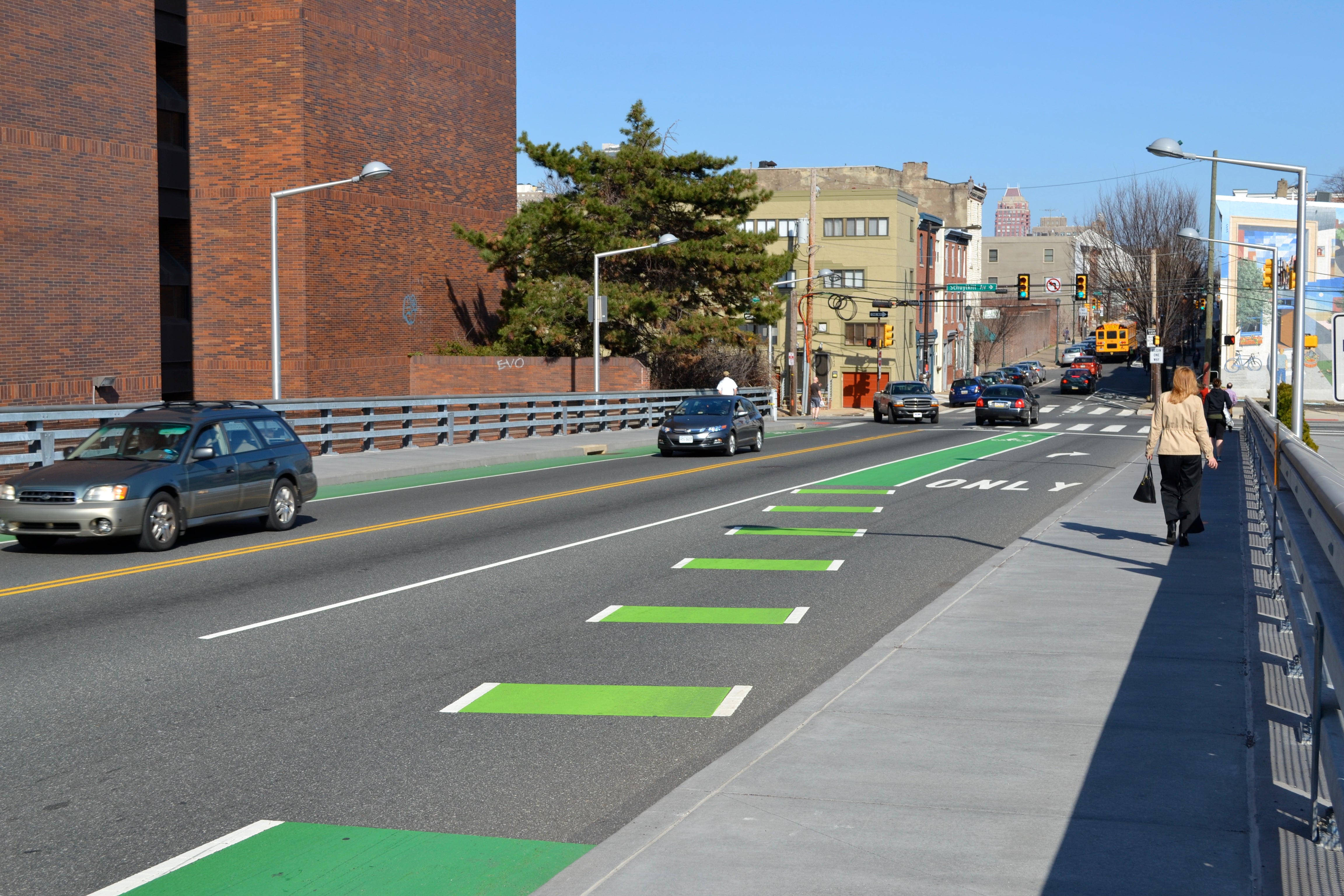 The eastbound South Street Bridge bike lane as it is today