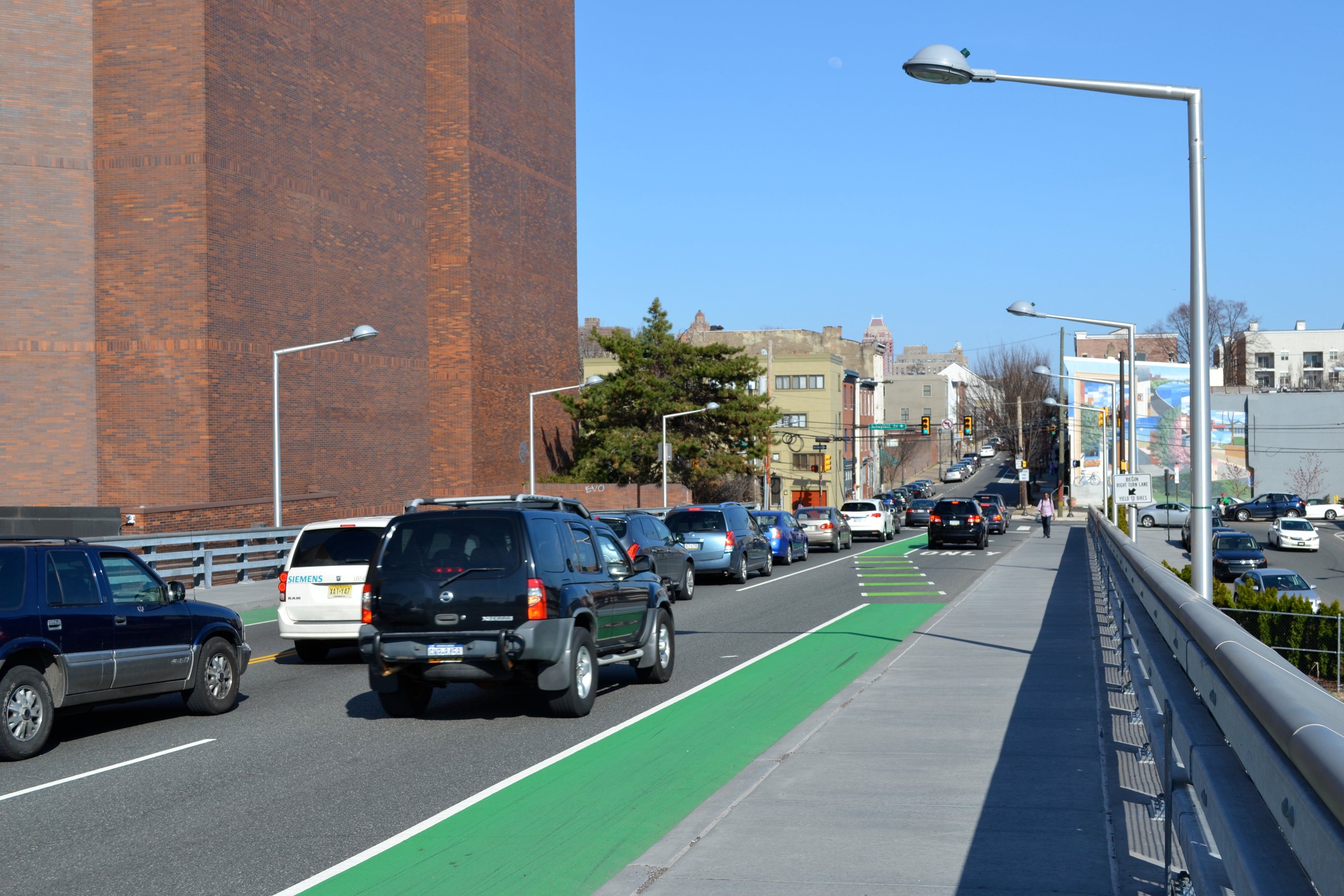 The eastbound South Street Bridge bike lane as it is today