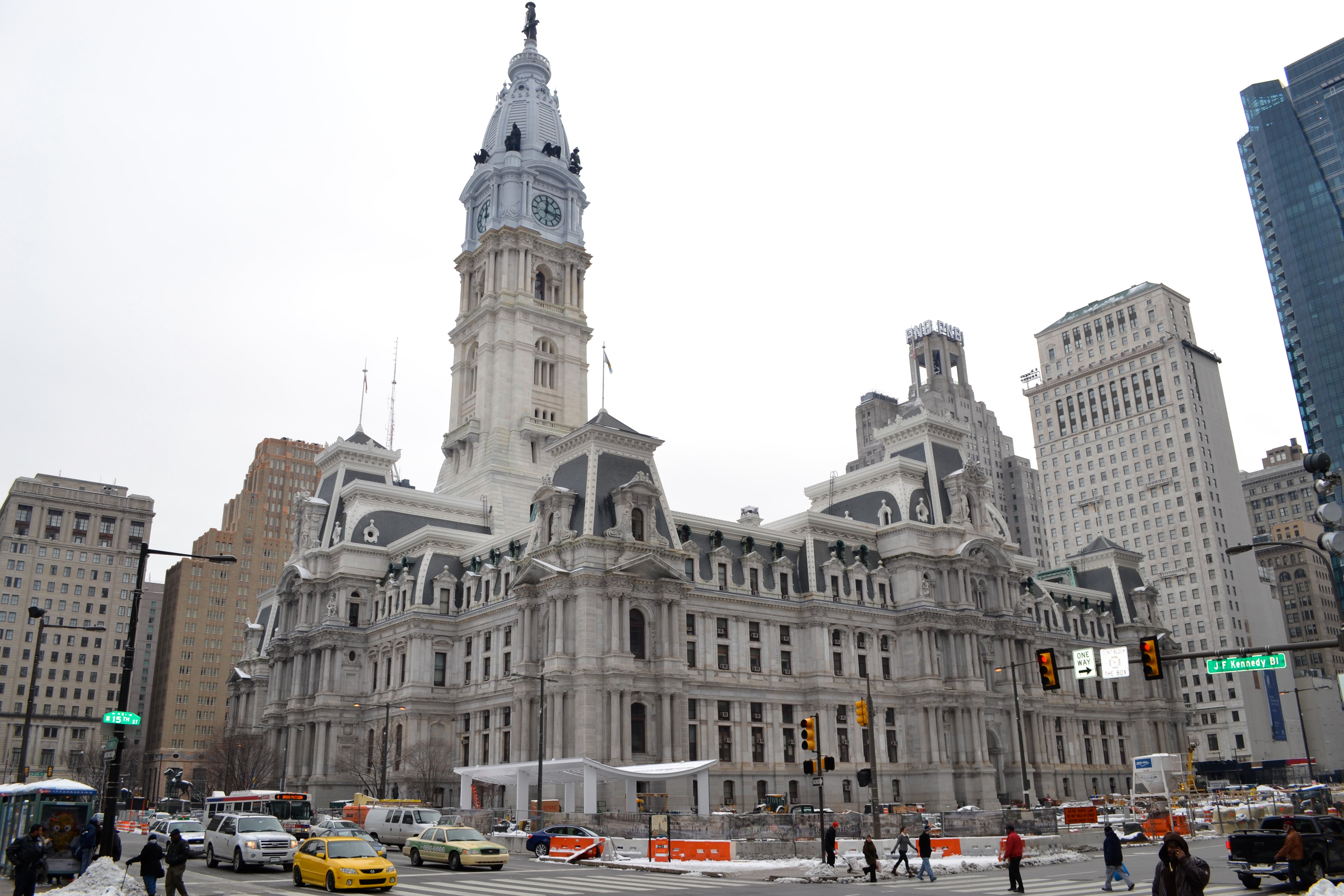 The structure sits at the north end of Dilworth Plaza and at the north west corner of City Hall