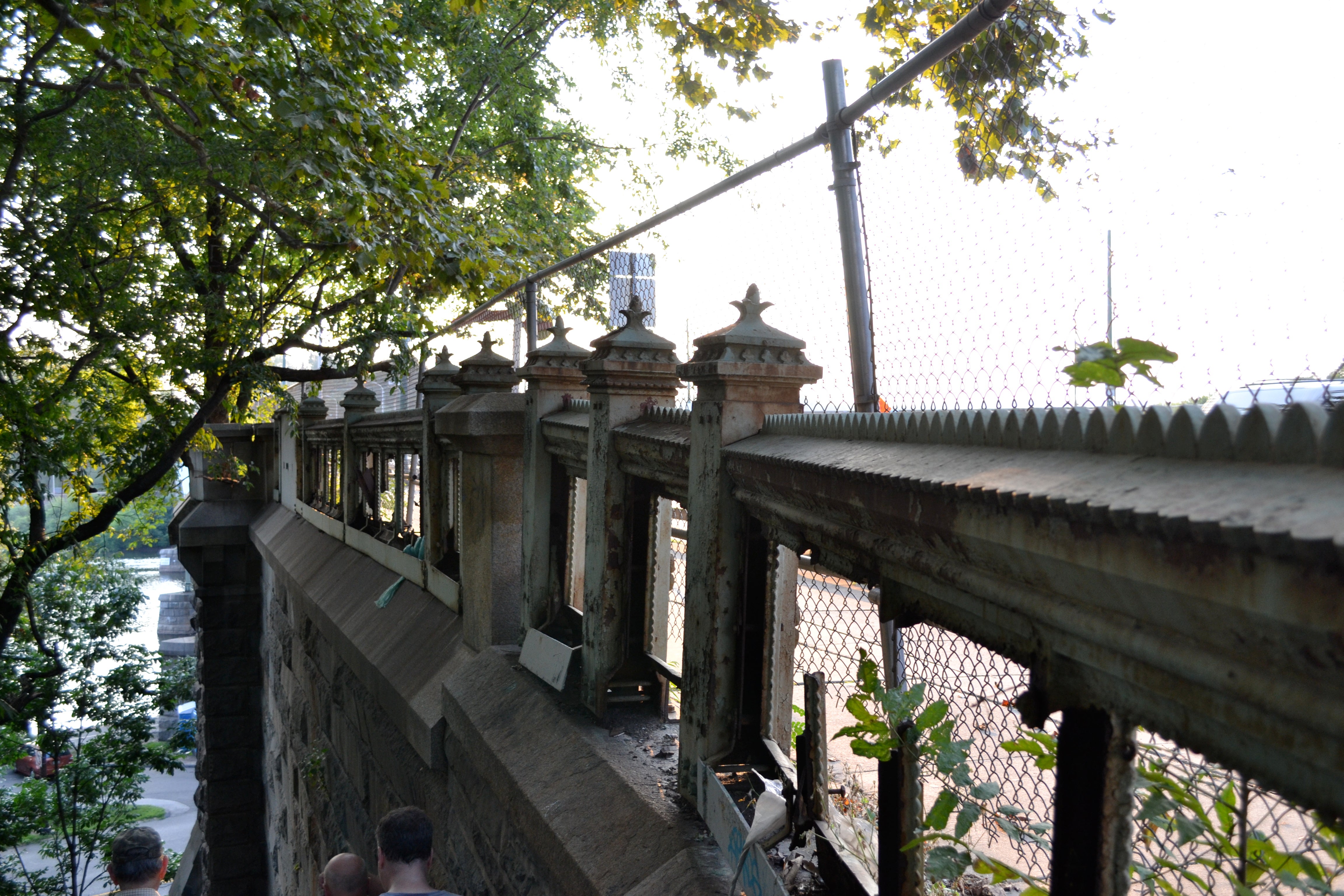 The tour stopped at the Girard Ave Bridge near West Sedgley Drive