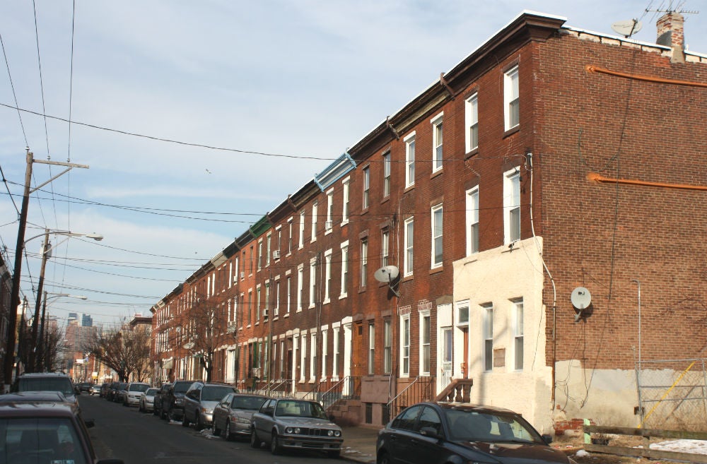 The uniform cornice lines of South 15th Street.