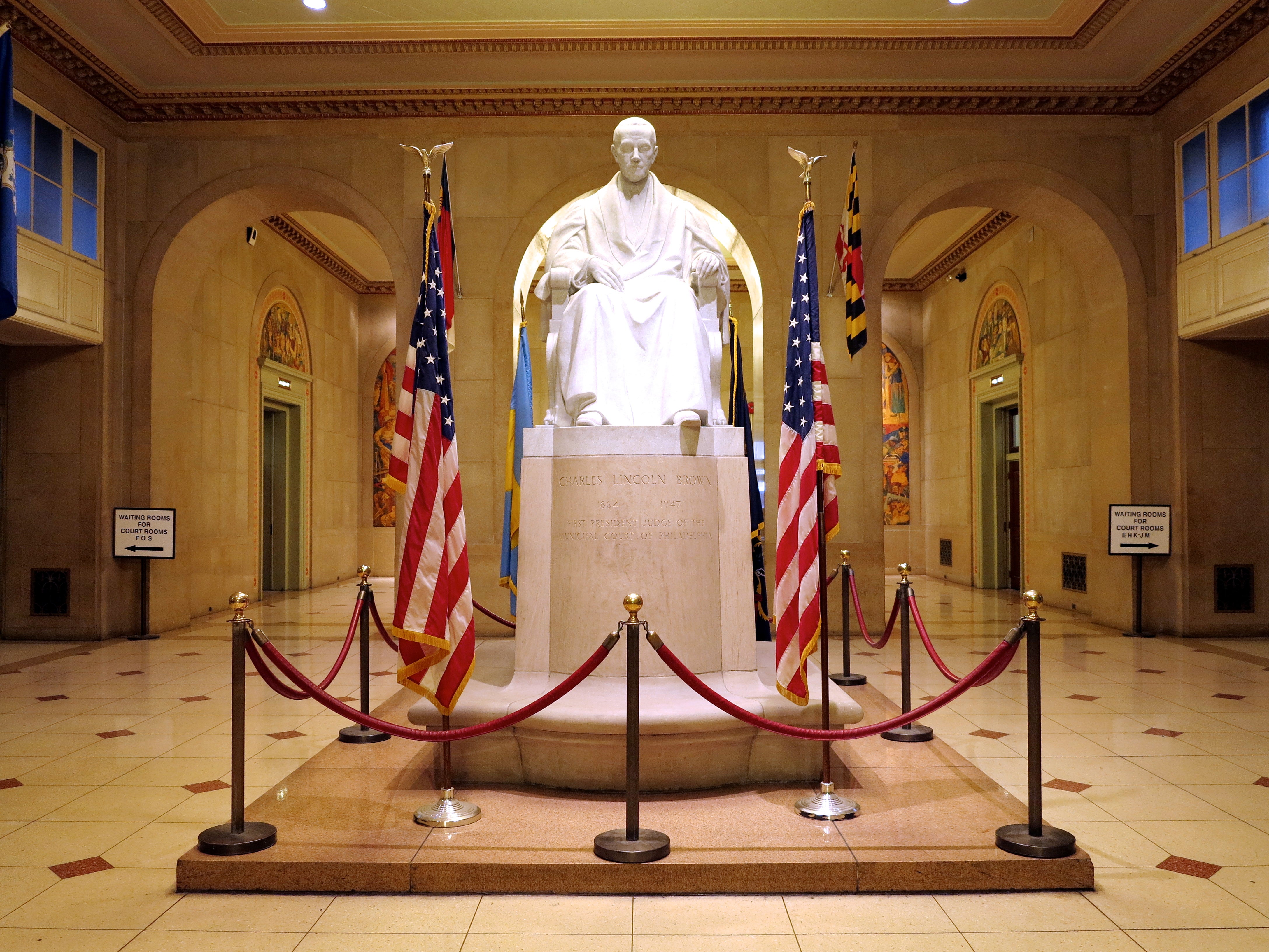 This statue of Judge Charles Lincoln Brown sits in the center of the Family Court's main hall.