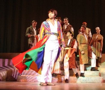 Matthew Morley Rusk as the title character in the Devon Theater's production of Joseph and the Amazing Technicolor Dreamcoat, running Nov. 12 to Dec. 13, 2009. Photo credit Kim Reilly, Devon Theat