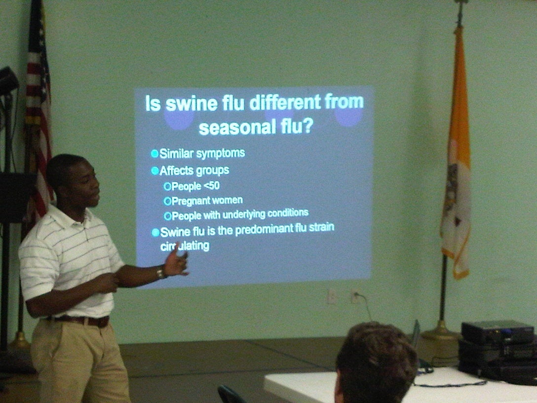 Eric Foster, a nurse epidemiologist with the Deptartment of Health explains the difference between swine and seasonal flues.