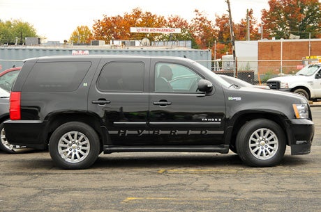 A real believer in green, even down to the vehicle in which he rides, Mayor Nutter and his staff depart the site in a Tahoe Hybrid.