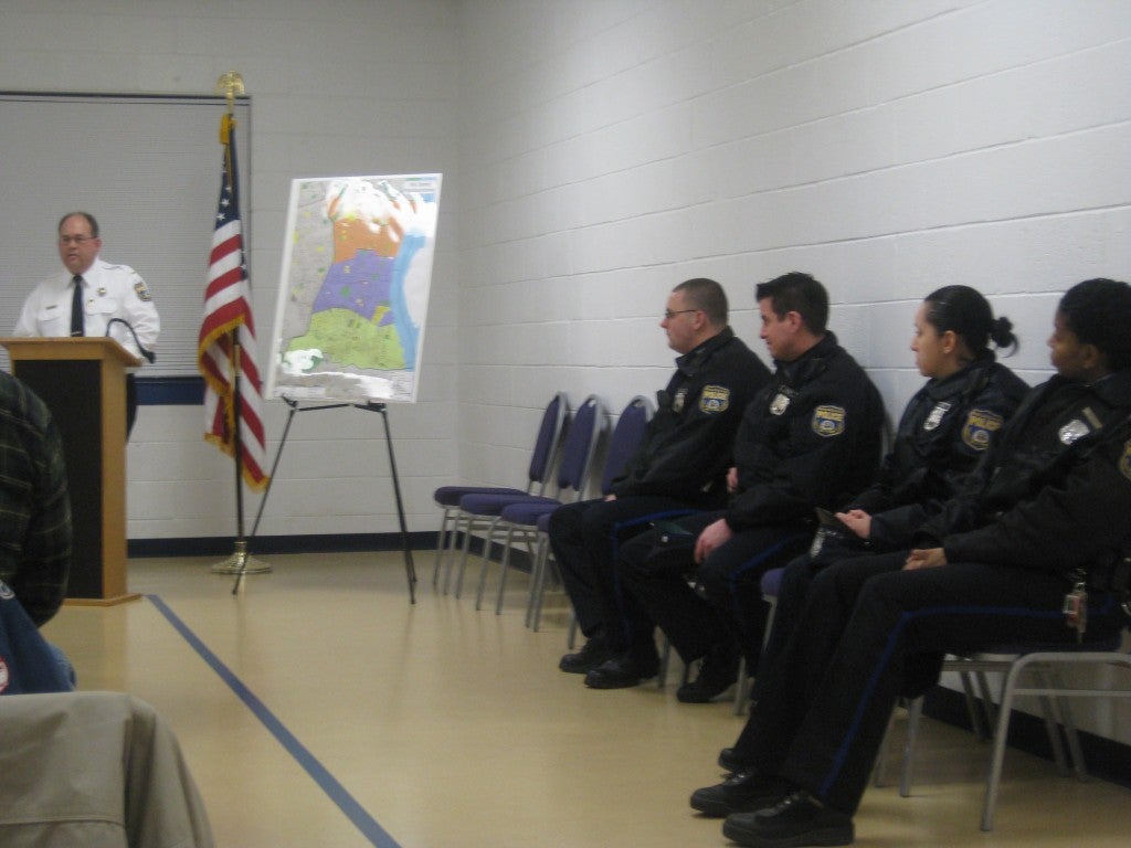 Lt. Bugieda of the 15th District introduces four officer, with more than 20 years of experience among them.