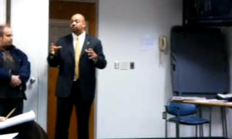 District Attorney Seth Williams addresses the Frankford Civic Association meeting Thursday, March 4, 2010 inside Frankford Hospital. Image from Frankford Gazette