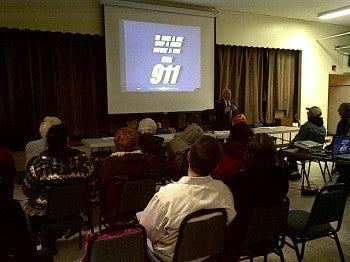 Burholme Town Watch President and Police Radio Advisory Board member Paul Andris explains 911 operations Burholme Town Watch President and Police Radio Advisory Board member Paul Andris explains 911 operations