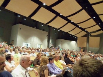 An estimated 750 people attended a Tuesday night meeting at Lincoln High School to get information about the methadone clinic proposed for the 7900-block of Frankford Ave.