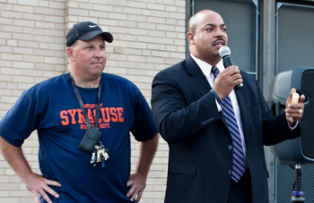 L to R: Fox Chase Town Watch President Steve Phillips and Philadelphia District Attorney Seth Williams at the 2010 National Night Out Event. Photo by Hillary Shemin.